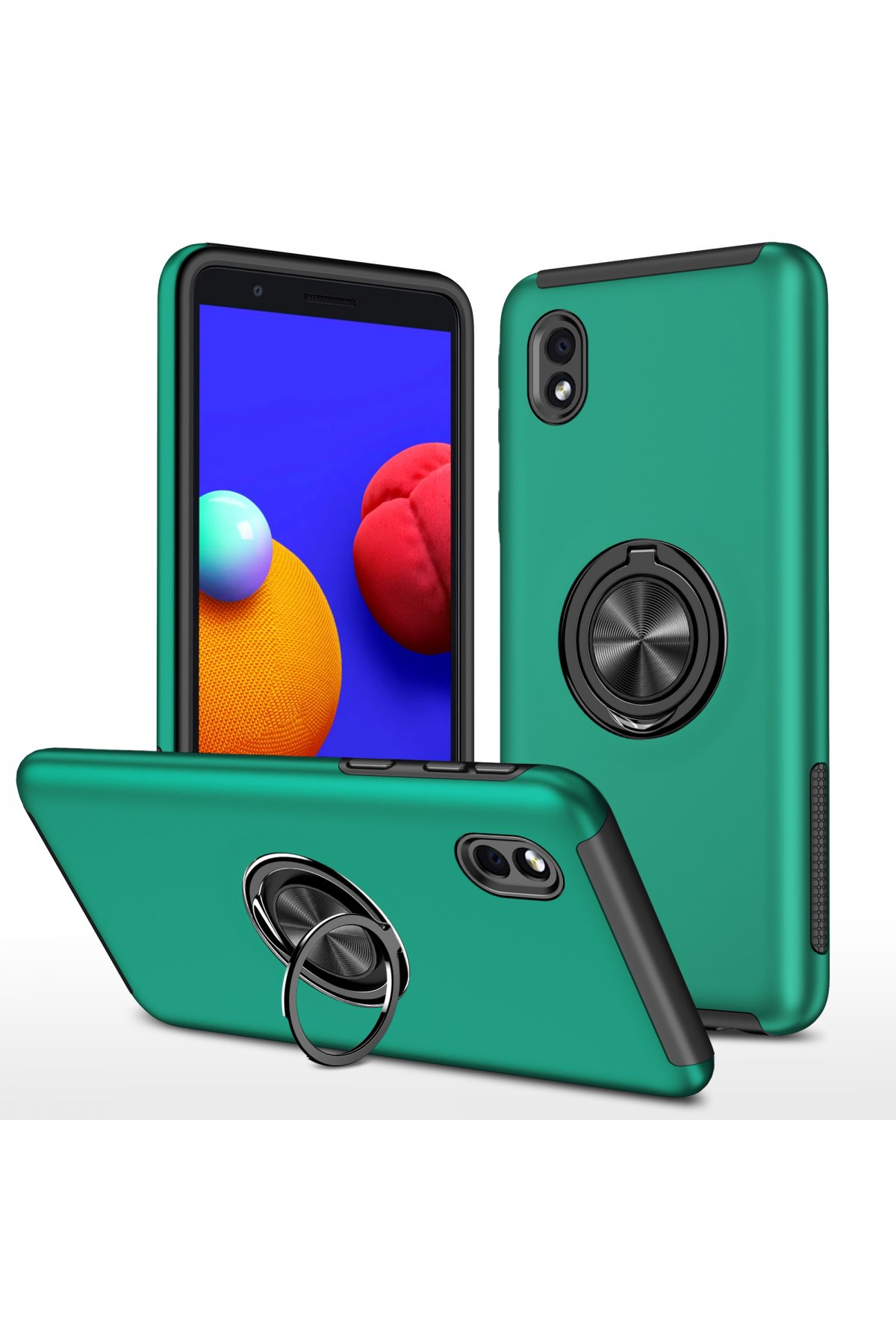 Newface Samsung Galaxy A01 Core Kılıf Sofya Yüzüklü Silikon Kapak - Yeşil