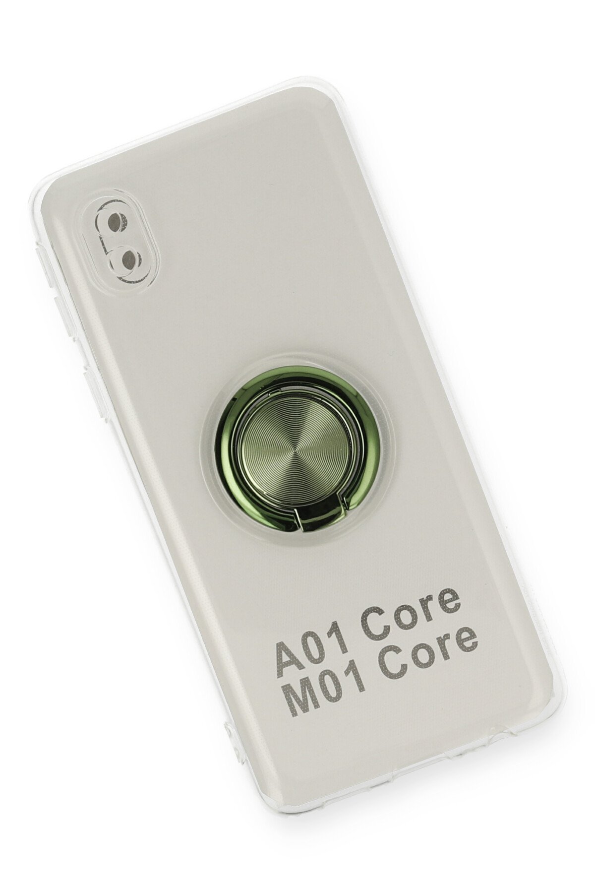 Newface Samsung Galaxy A01 Core Kılıf Simli Yüzüklü Silikon - Sarı