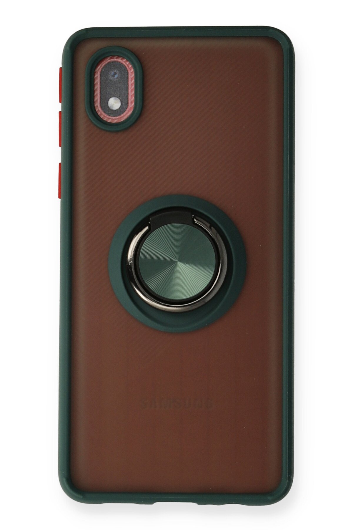 Newface Samsung Galaxy A01 Core Kılıf Focus Derili Silikon - Kırmızı