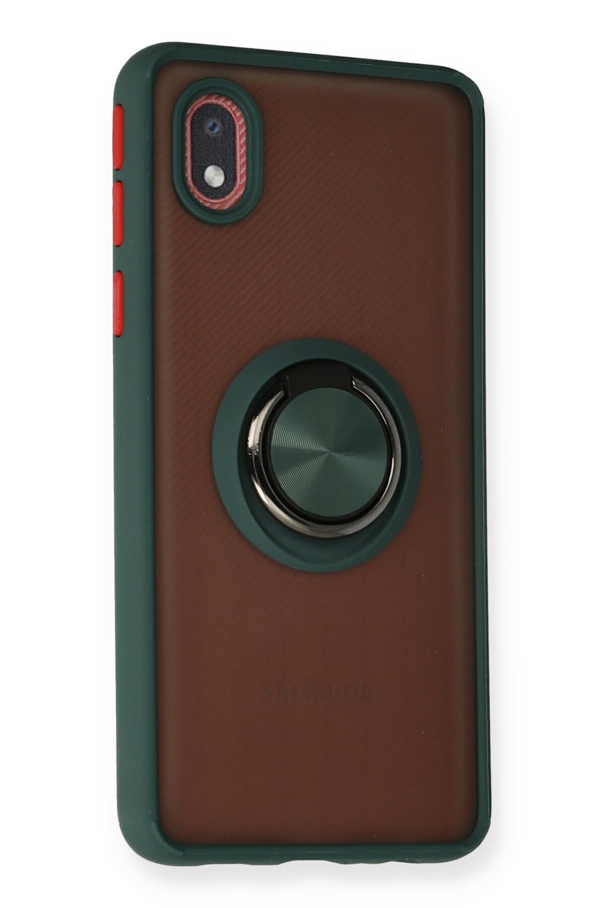 Newface Samsung Galaxy A01 Core Kılıf Focus Derili Silikon - Kırmızı