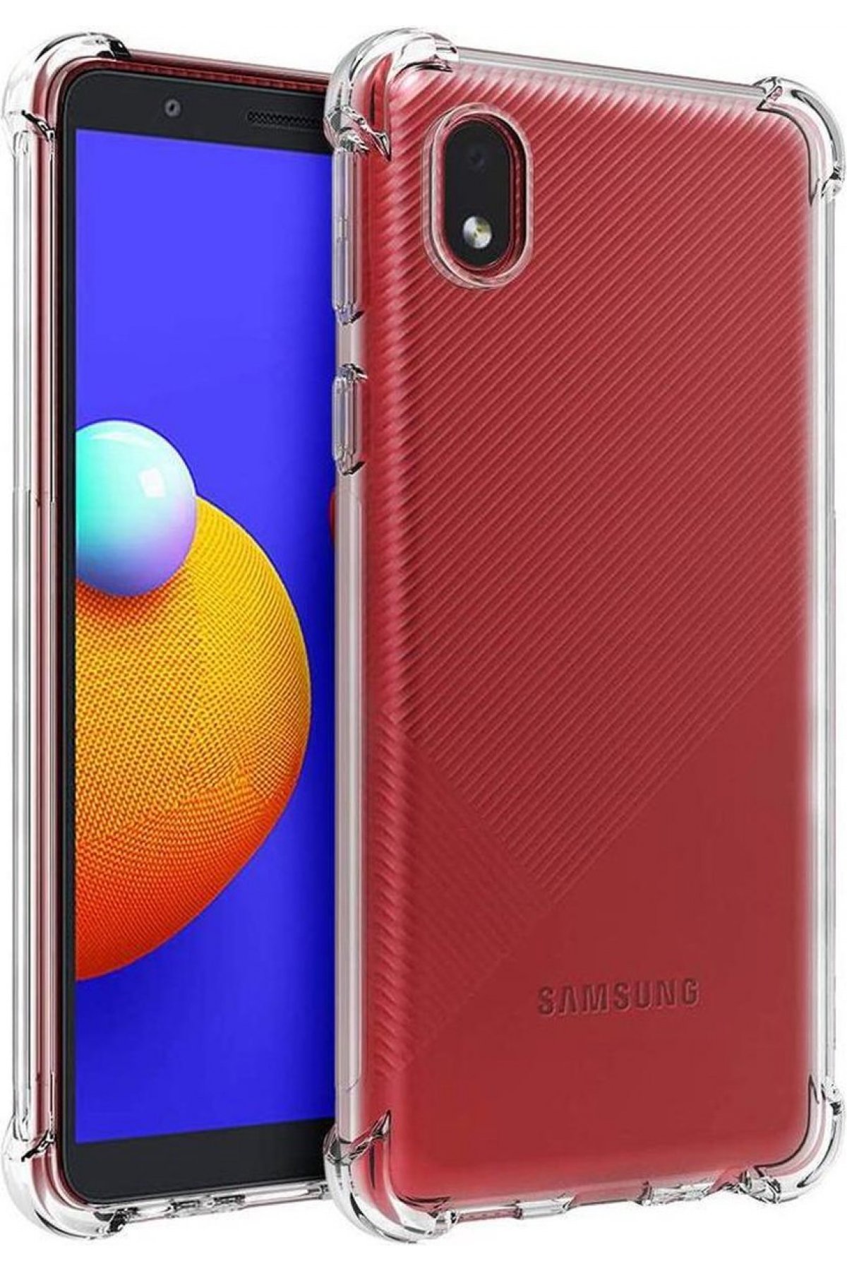 Newface Samsung Galaxy A01 Core Kılıf Palm Buzlu Kamera Sürgülü Silikon - Sarı