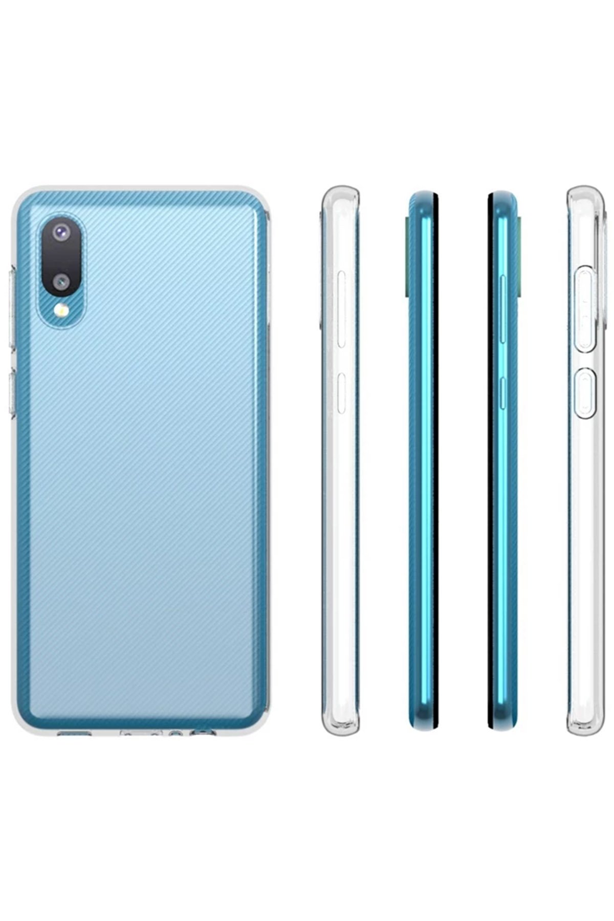 Newface Samsung Galaxy A02 Kılıf Ebruli Lansman Silikon - Mavi-Turuncu