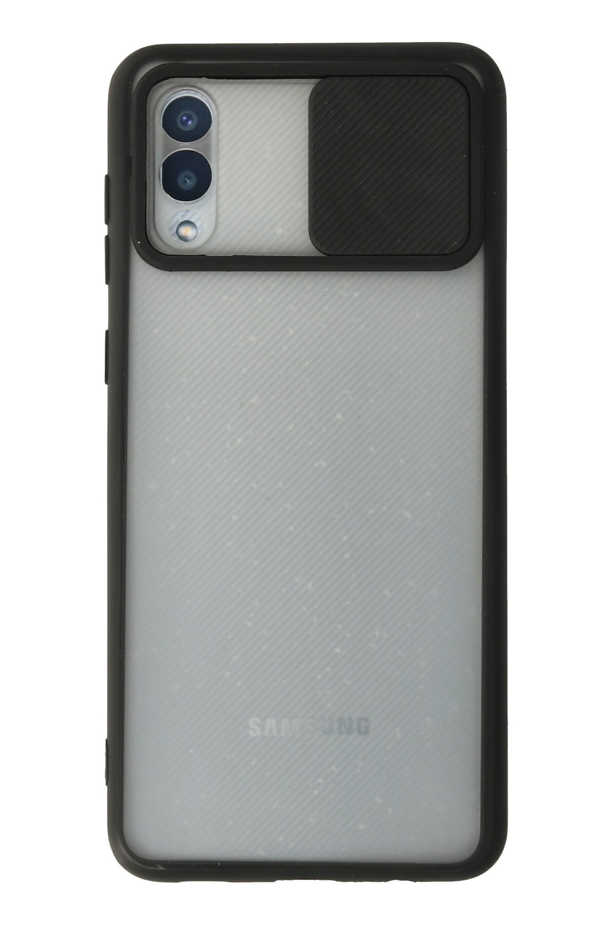 Newface Samsung Galaxy A02 Kılıf Simli Yüzüklü Silikon - Siyah