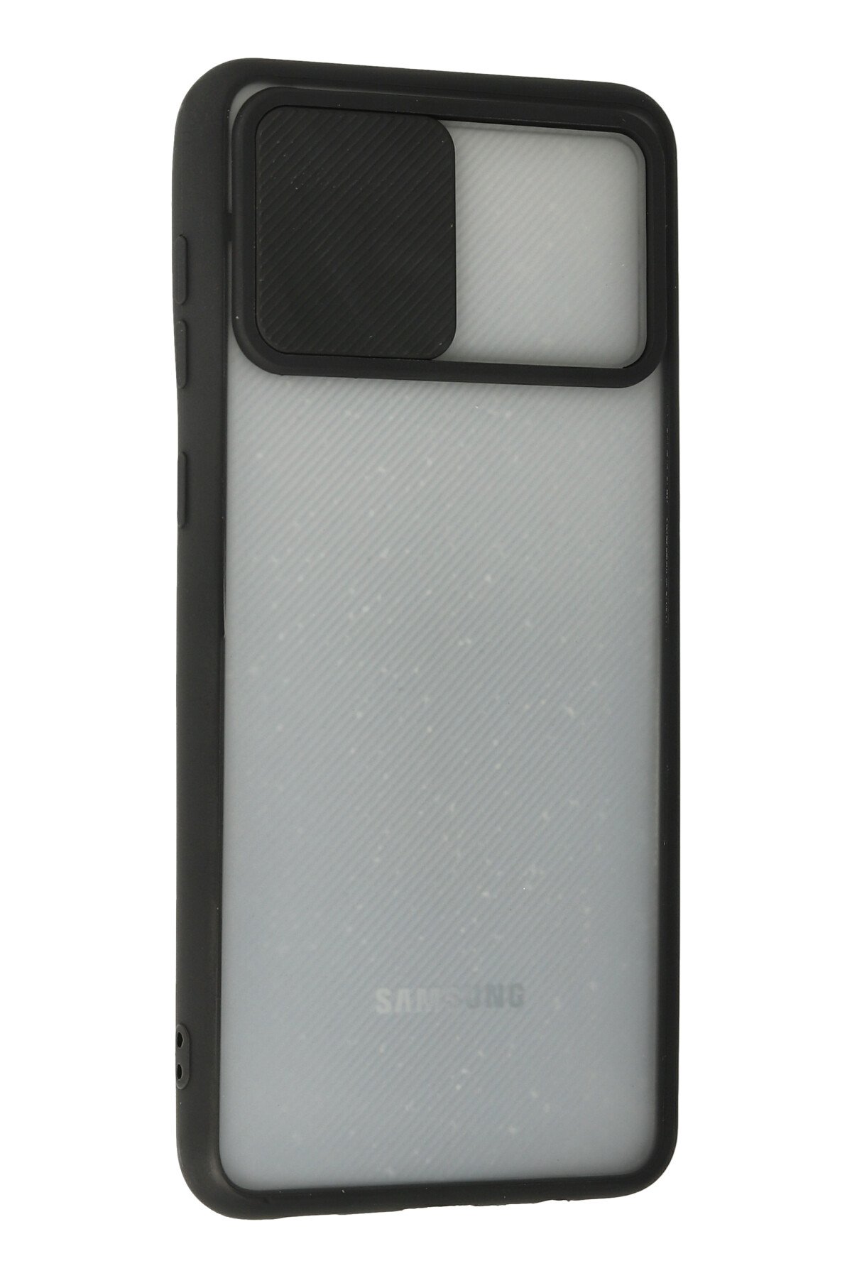 Newface Samsung Galaxy A02 Kılıf Simli Yüzüklü Silikon - Siyah