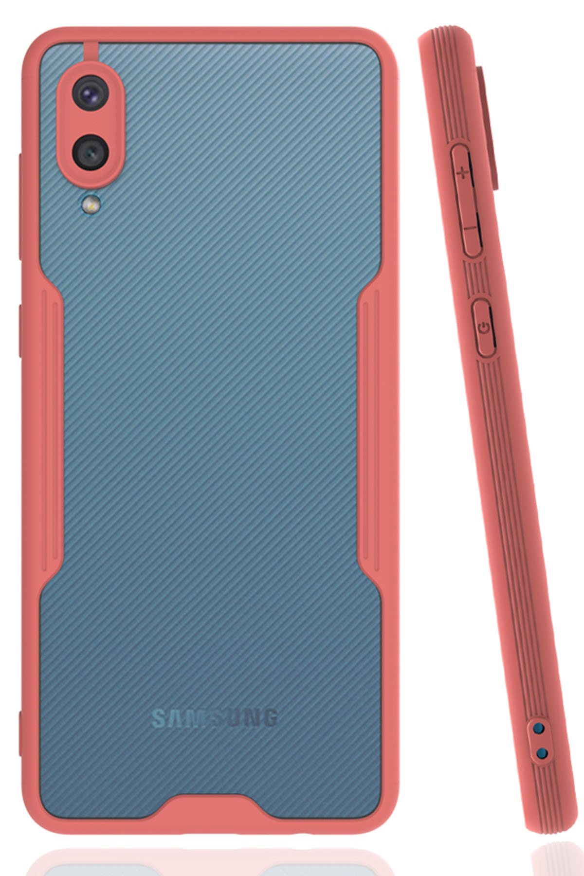 Newface Samsung Galaxy A02 Kılıf Ebruli Lansman Silikon - Sarı-Lila