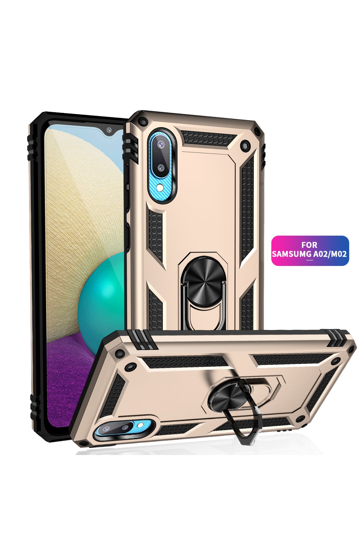 Newface Samsung Galaxy A02 Kılıf Zegna Yüzüklü Silikon Kapak - Siyah