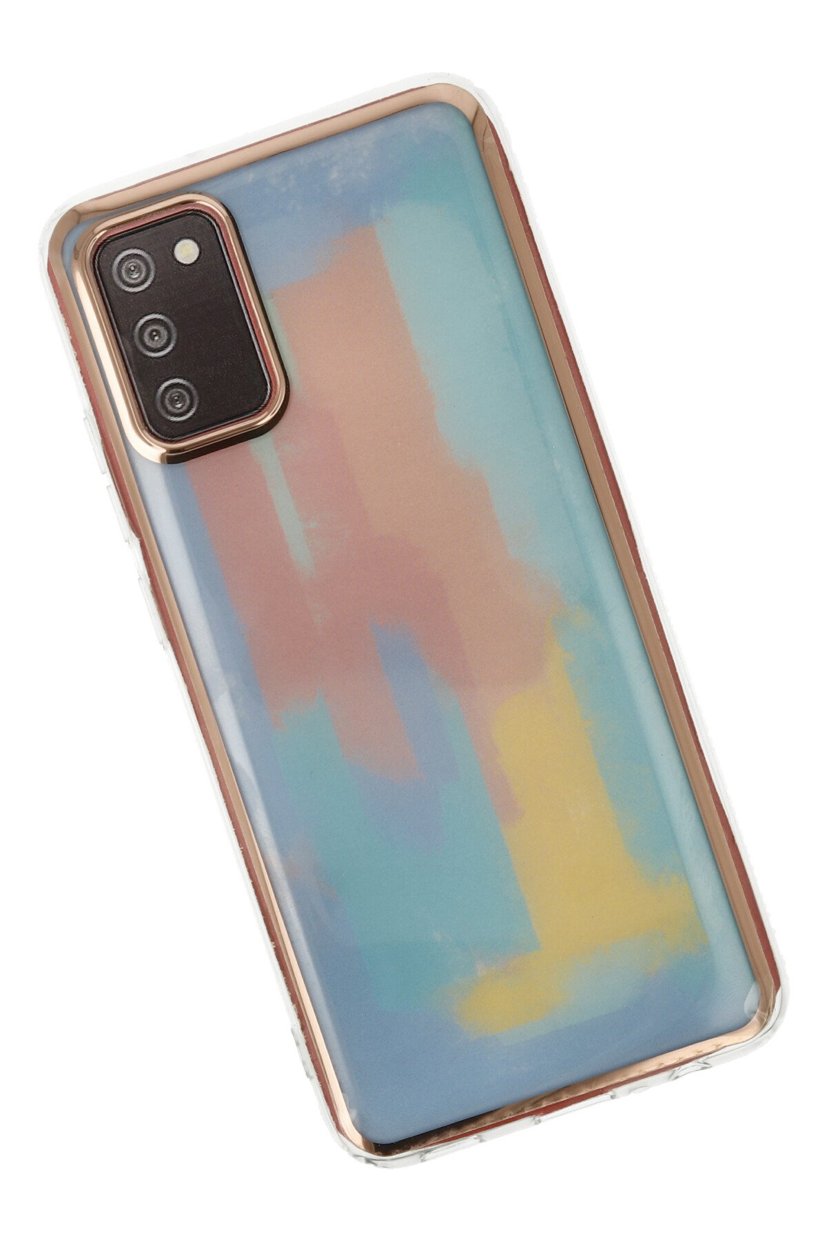 Newface Samsung Galaxy A02S Kılıf Ebruli Lansman Silikon - Siyah-Lacivert