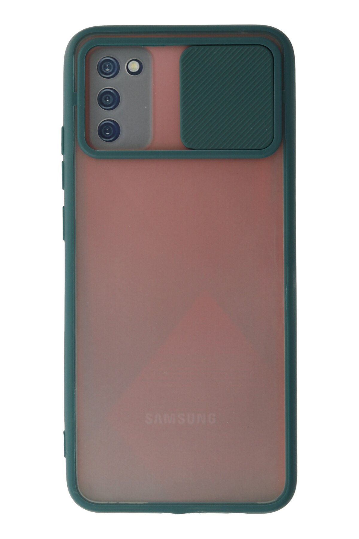 Newface Samsung Galaxy A03S Kılıf Lansman Glass Kapak - Mavi