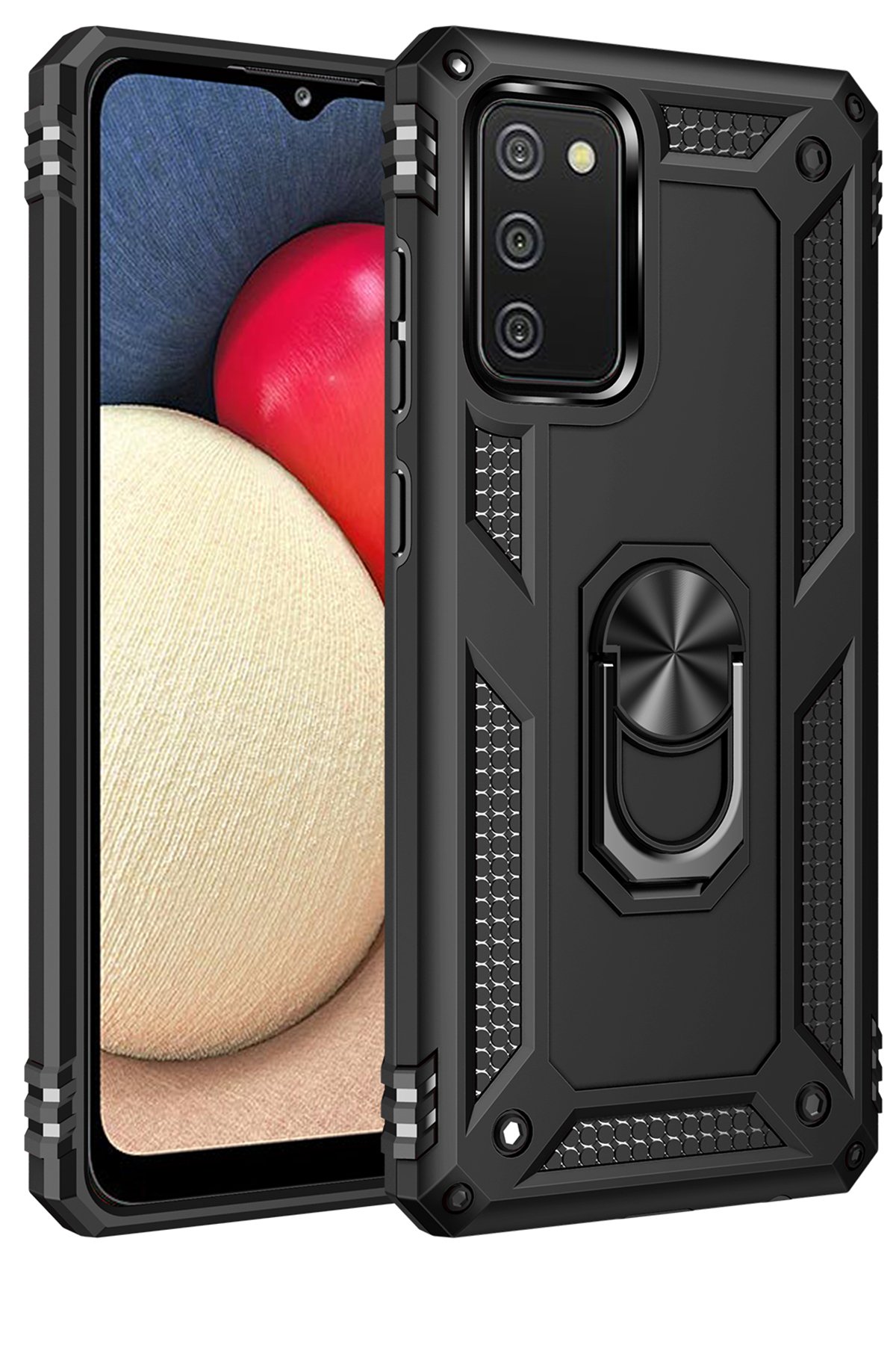 Newface Samsung Galaxy A02S Kılıf Lansman Glass Kapak - Kırmızı