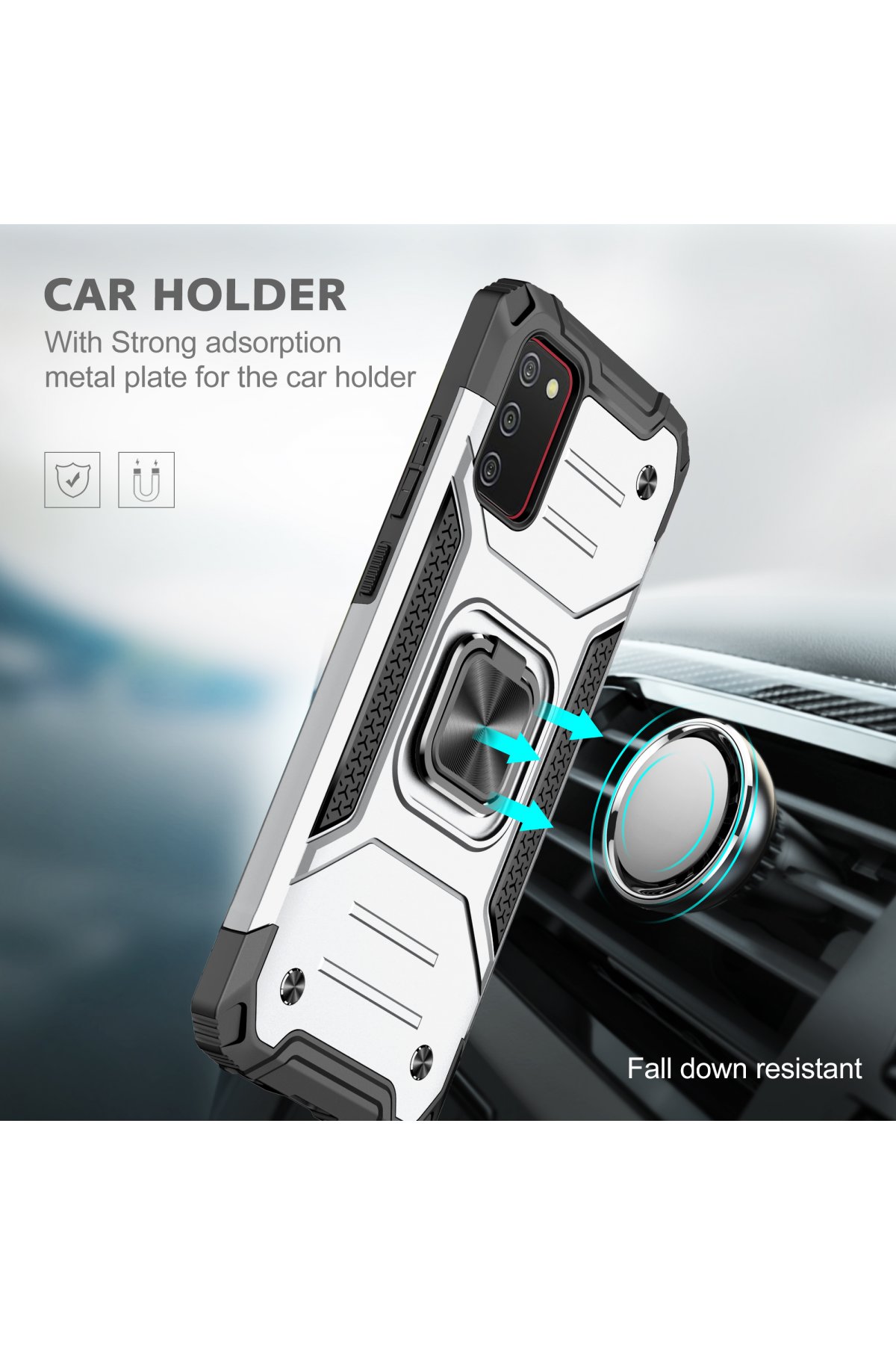 Newface Samsung Galaxy A02S Kılıf Elit Yüzüklü Kapak - Yeşil