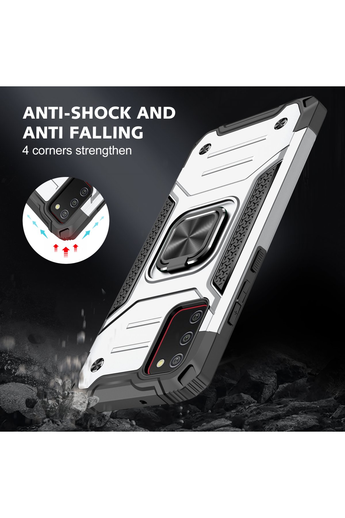 Newface Samsung Galaxy A02S Kılıf Elit Yüzüklü Kapak - Yeşil