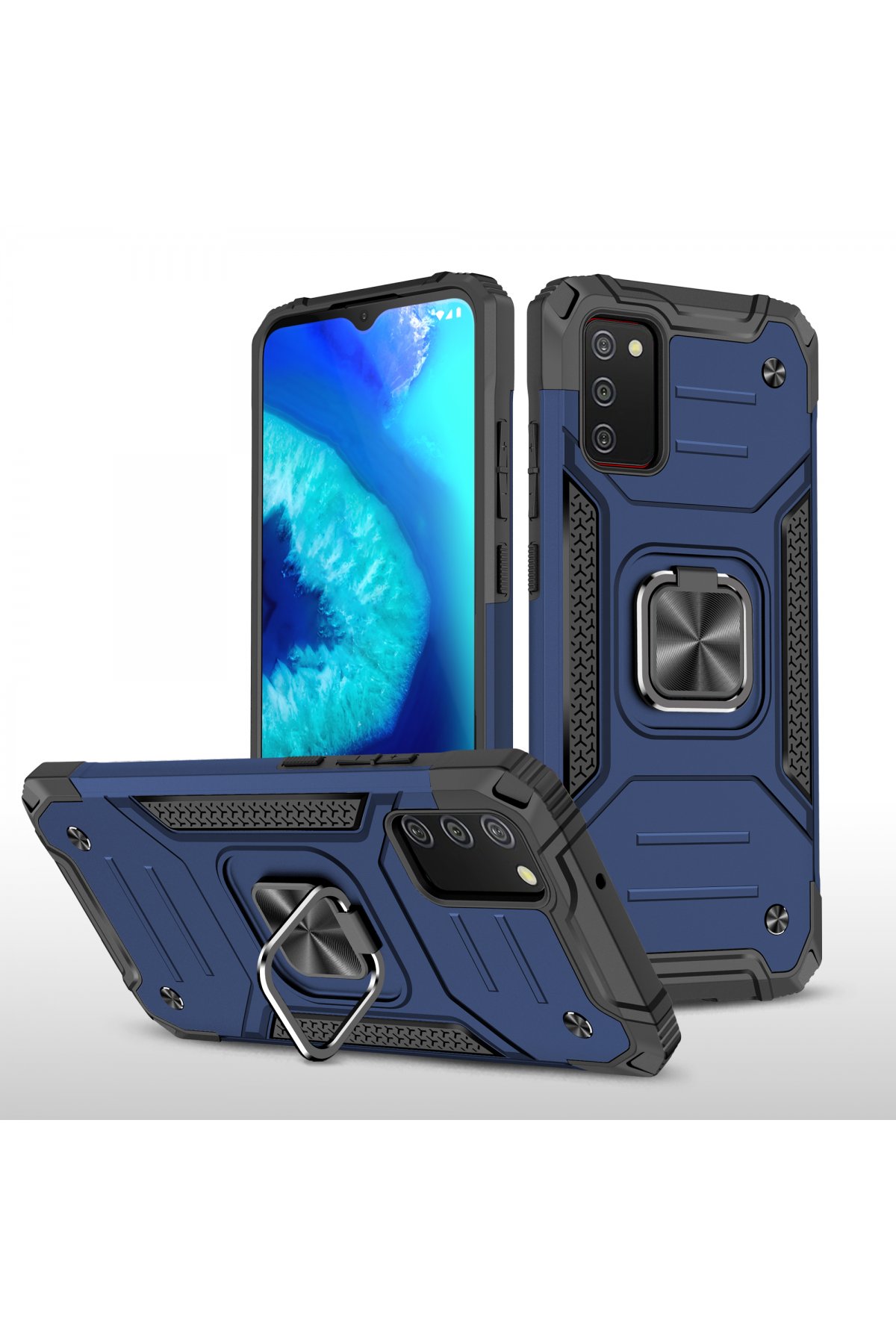 Newface Samsung Galaxy A02S Kılıf Montreal Yüzüklü Silikon Kapak - Sarı