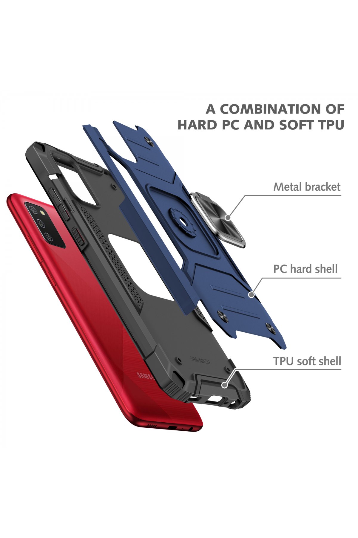 Newface Samsung Galaxy A02S Kılıf Montreal Yüzüklü Silikon Kapak - Sarı