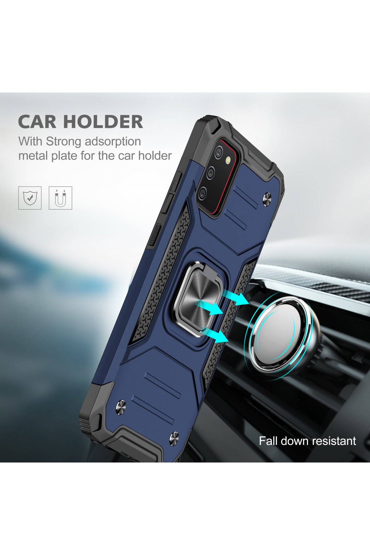 Newface Samsung Galaxy A02S Kılıf Montreal Yüzüklü Silikon Kapak - Sarı