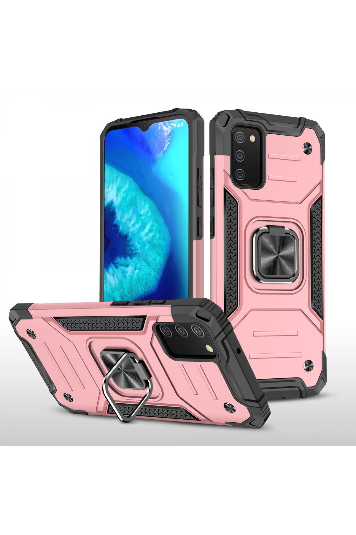 Newface Samsung Galaxy A02S Kılıf Sofya Yüzüklü Silikon Kapak - Rose