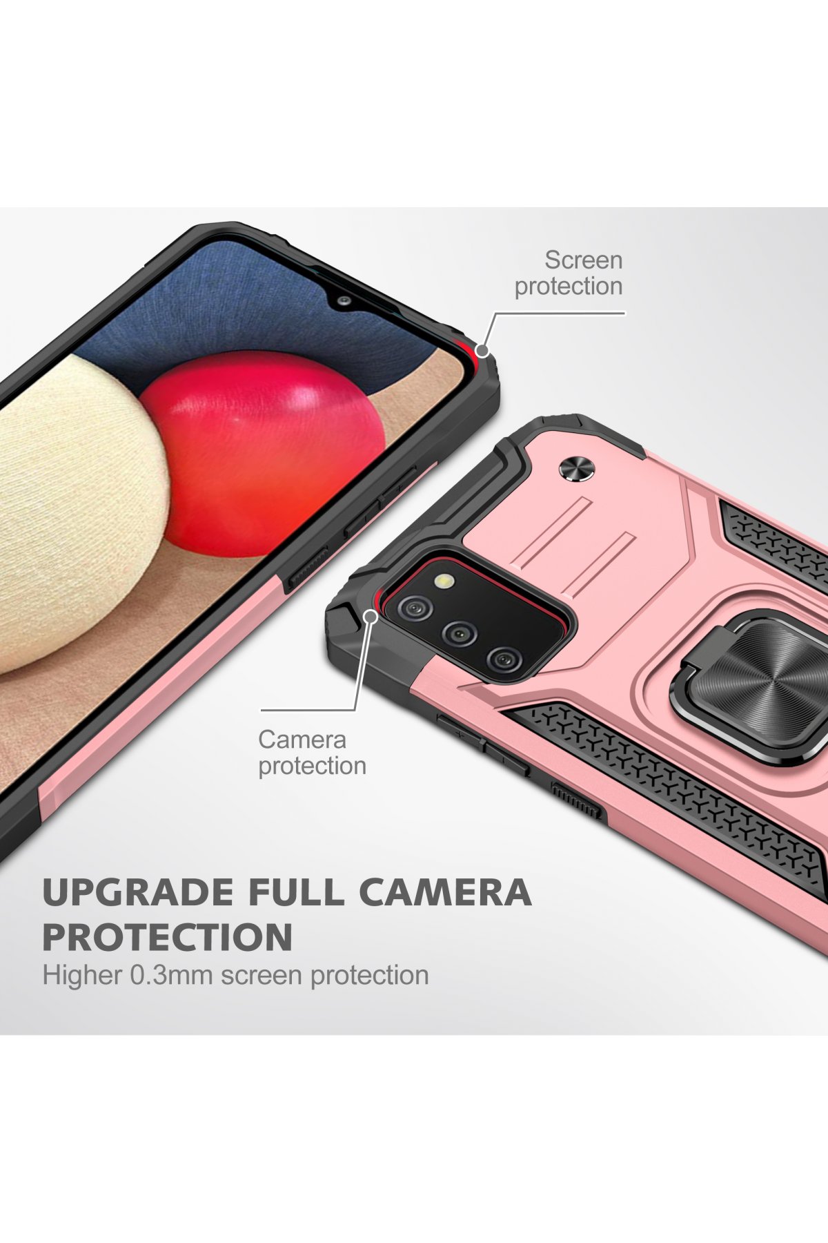 Newface Samsung Galaxy A02S Kılıf Sofya Yüzüklü Silikon Kapak - Rose
