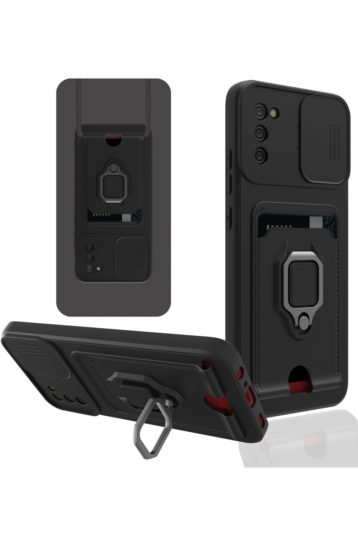 Newface Samsung Galaxy A02S Kılıf Elit Yüzüklü Kapak - Mor