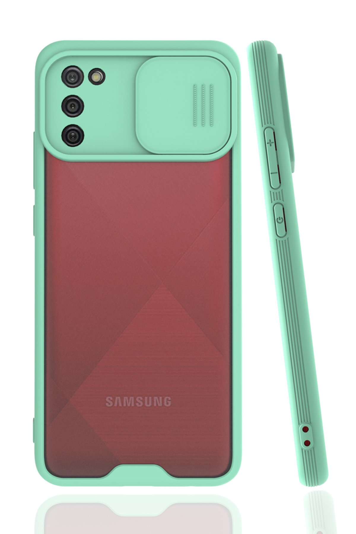 Newface Samsung Galaxy A02S Kılıf Palm Buzlu Kamera Sürgülü Silikon - Turkuaz