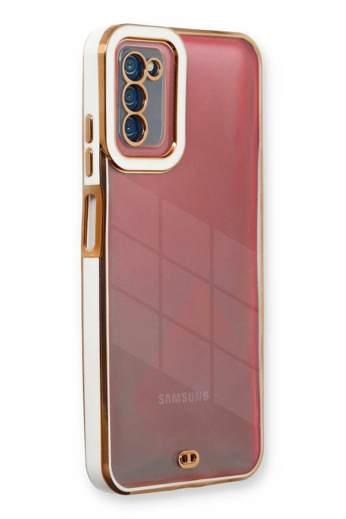 Newface Samsung Galaxy A03S Kılıf Lansman Glass Kapak - Kırmızı