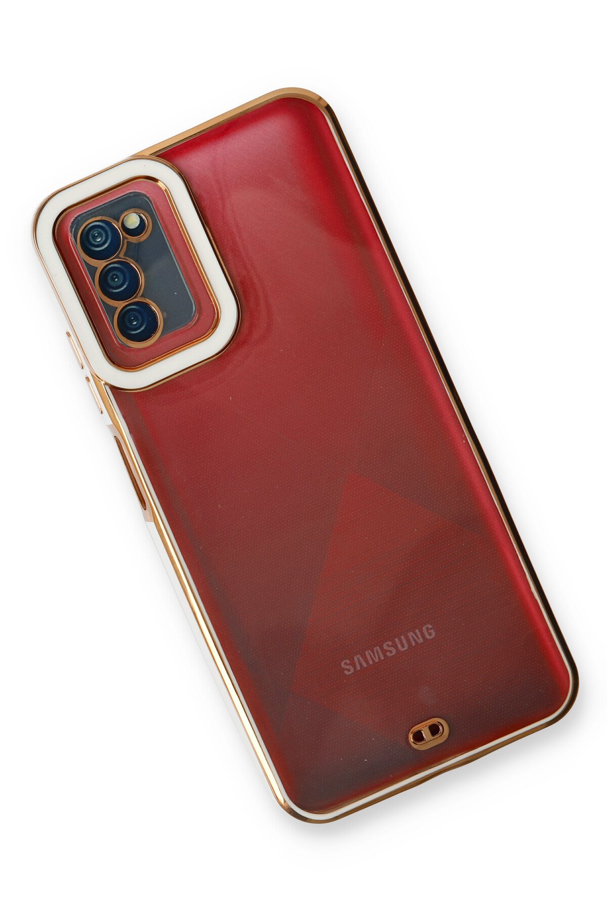Newface Samsung Galaxy A03S Kılıf Lansman Glass Kapak - Kırmızı