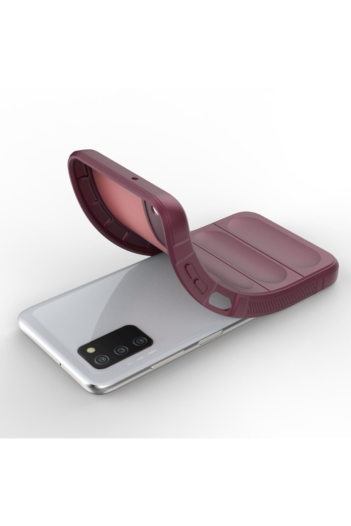 Newface Samsung Galaxy A03S Kılıf Ebruli Lansman Silikon - Kırmızı-Mor