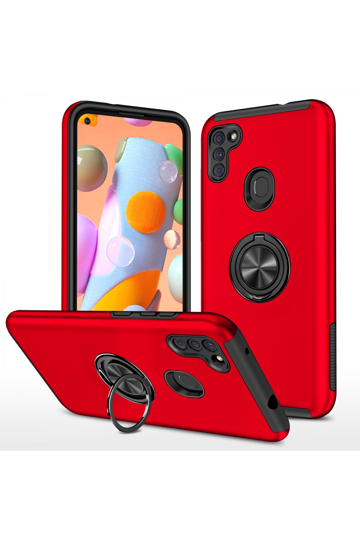 Newface Samsung Galaxy A11 Kılıf Gros Yüzüklü Silikon - Gold