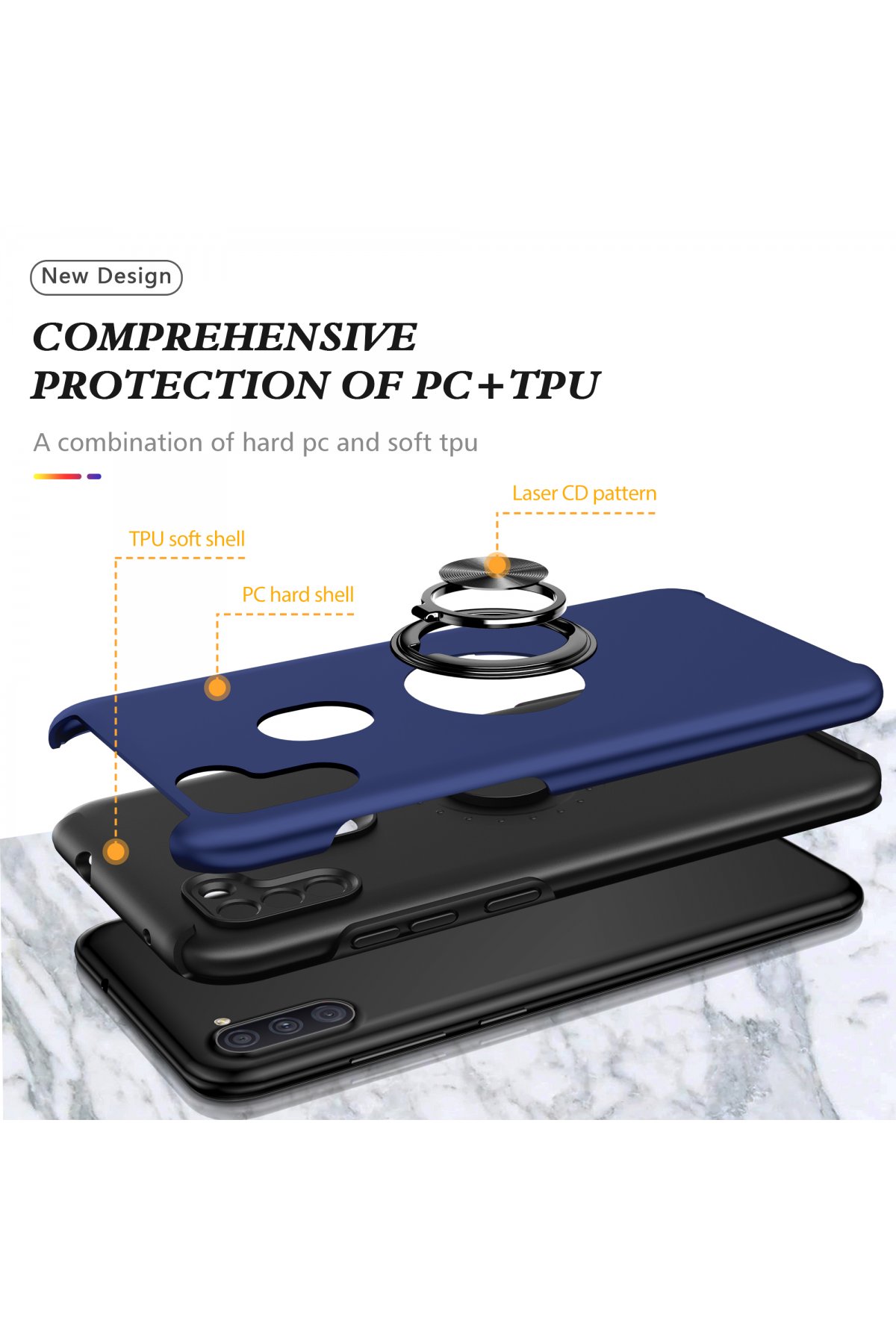 Newface Samsung Galaxy A11 Kılıf Elit Yüzüklü Kapak - Kırmızı