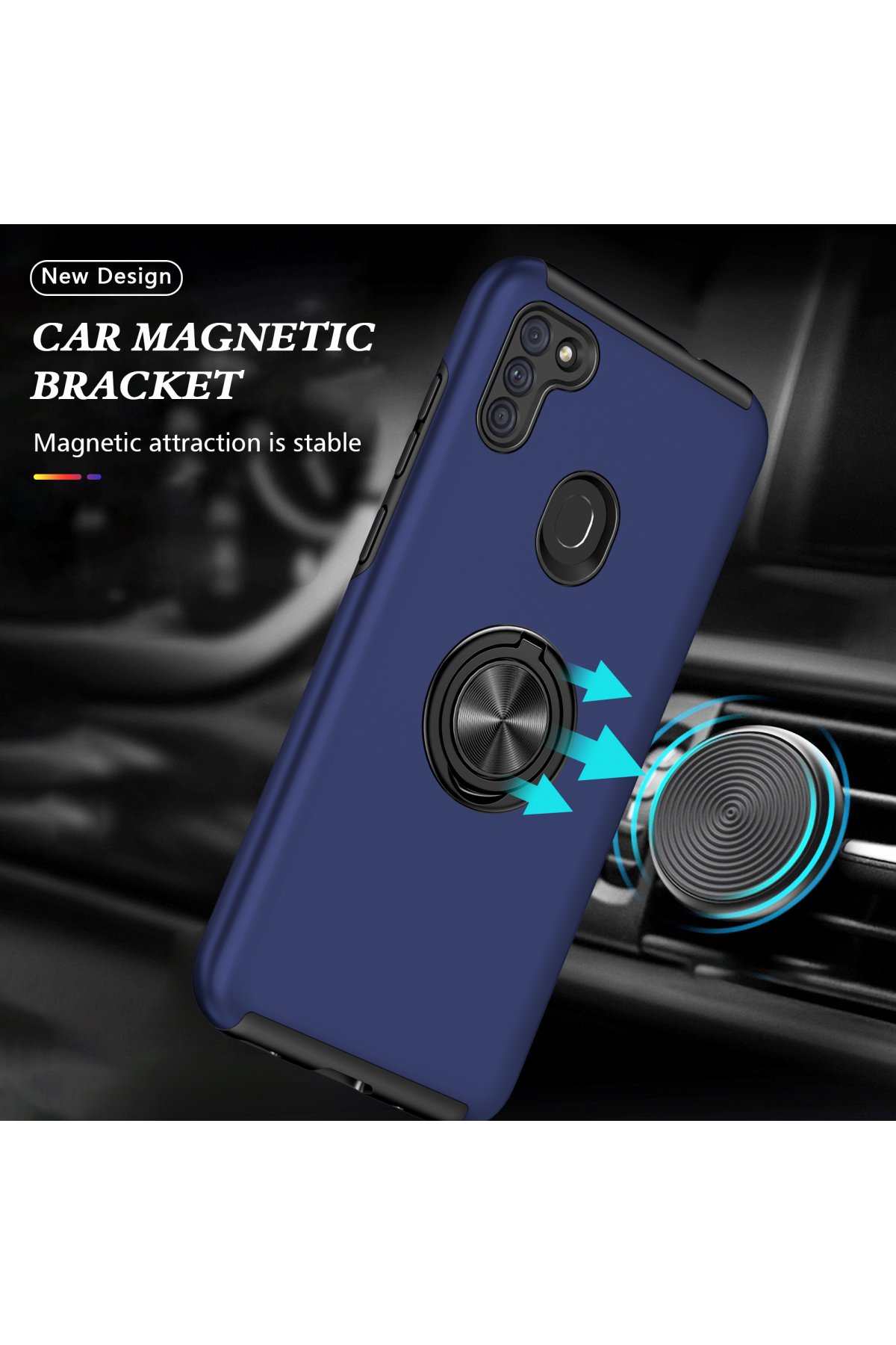 Newface Samsung Galaxy A11 Kılıf Elit Yüzüklü Kapak - Kırmızı