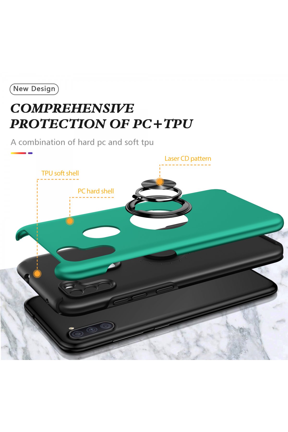 Newface Samsung Galaxy A11 Kılıf Zegna Yüzüklü Silikon Kapak - Rose