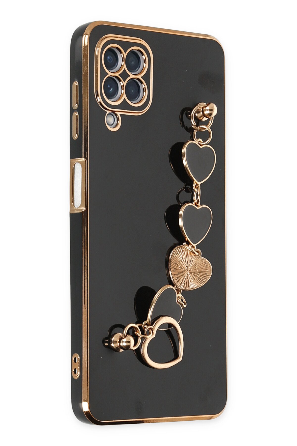 Newface Samsung Galaxy A12 Kılıf Sofya Yüzüklü Silikon Kapak - Gold