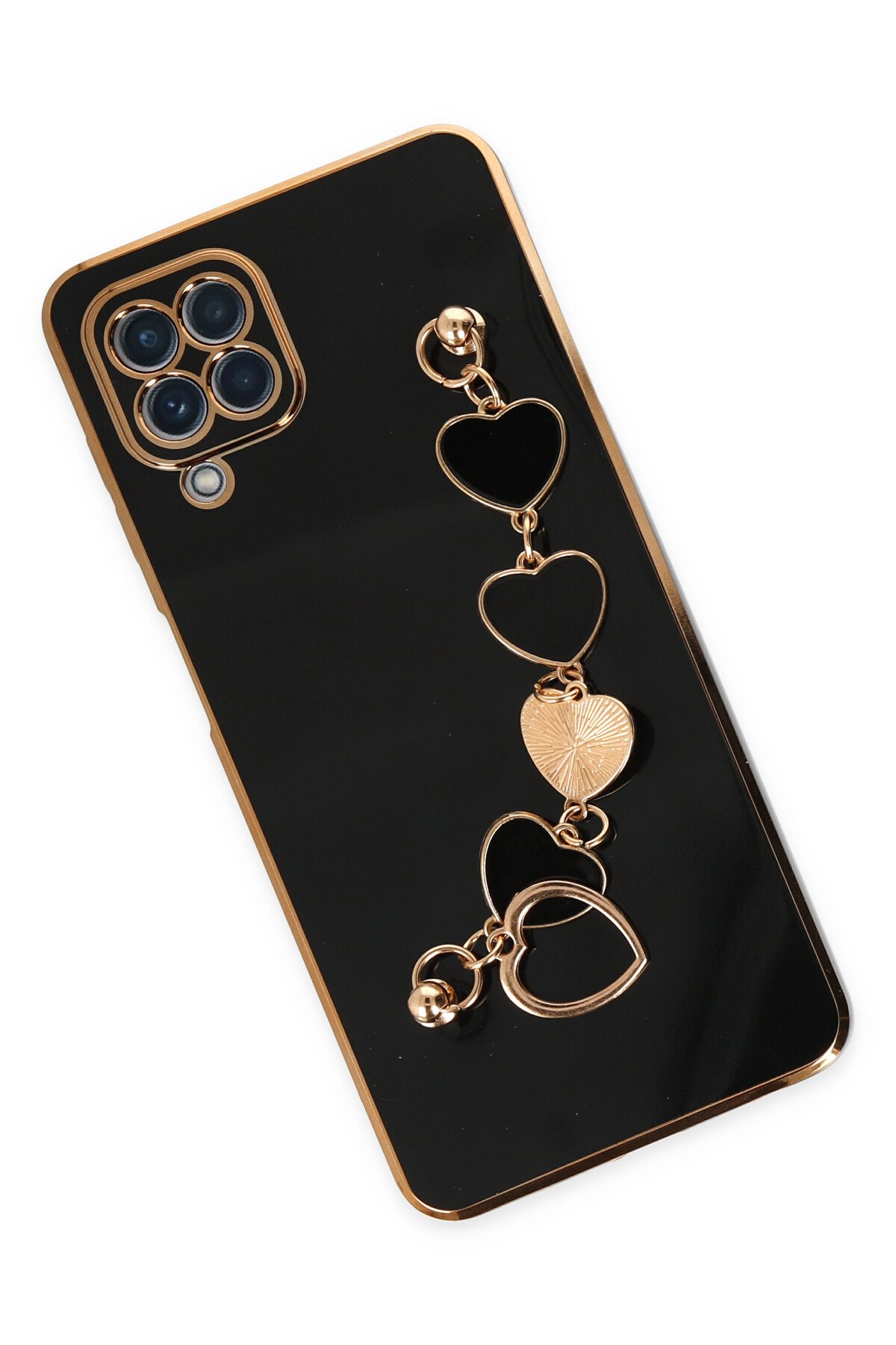 Newface Samsung Galaxy A12 Kılıf Sofya Yüzüklü Silikon Kapak - Gold