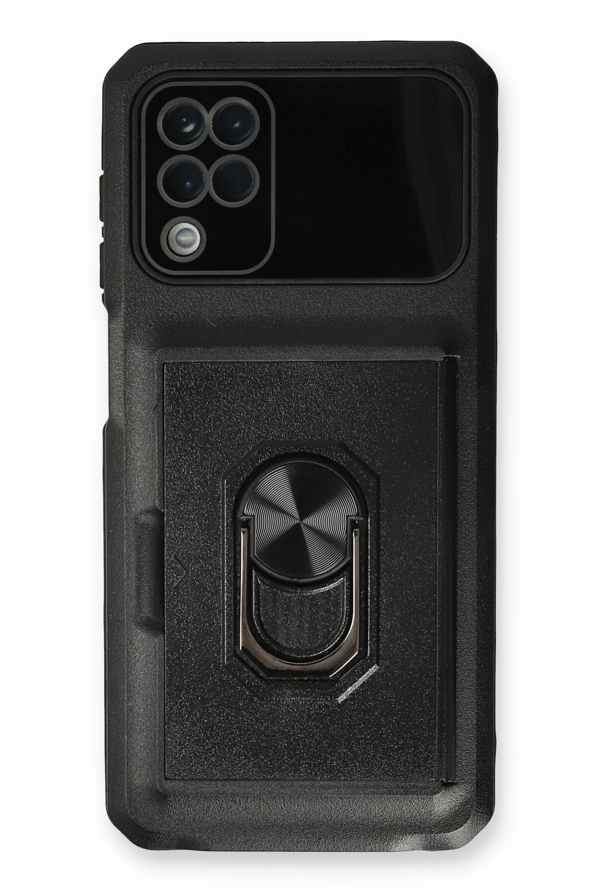 Newface Samsung Galaxy A12 Kılıf Palm Buzlu Kamera Sürgülü Silikon - Siyah