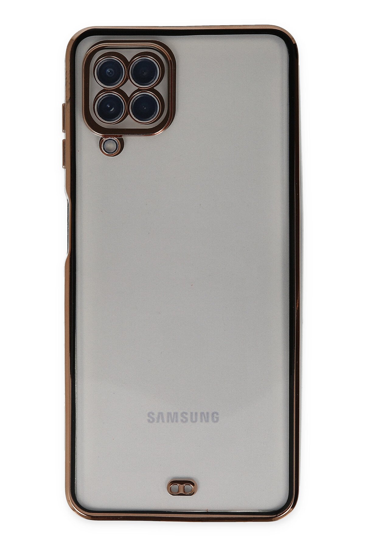 Newface Samsung Galaxy A12 Kılıf Sofya Yüzüklü Silikon Kapak - Gold