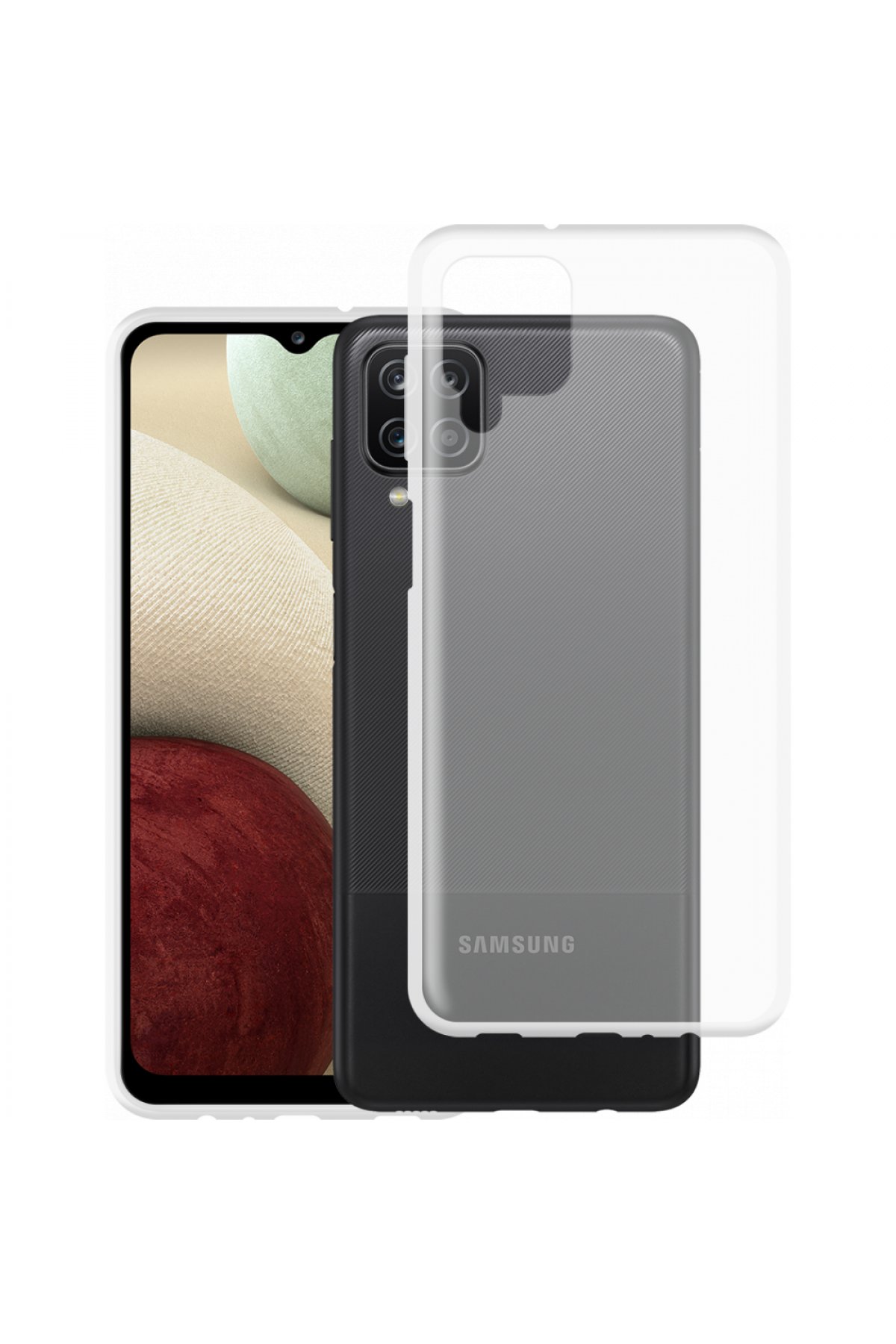 Newface Samsung Galaxy M12 Kılıf Sofya Yüzüklü Silikon Kapak - Gümüş