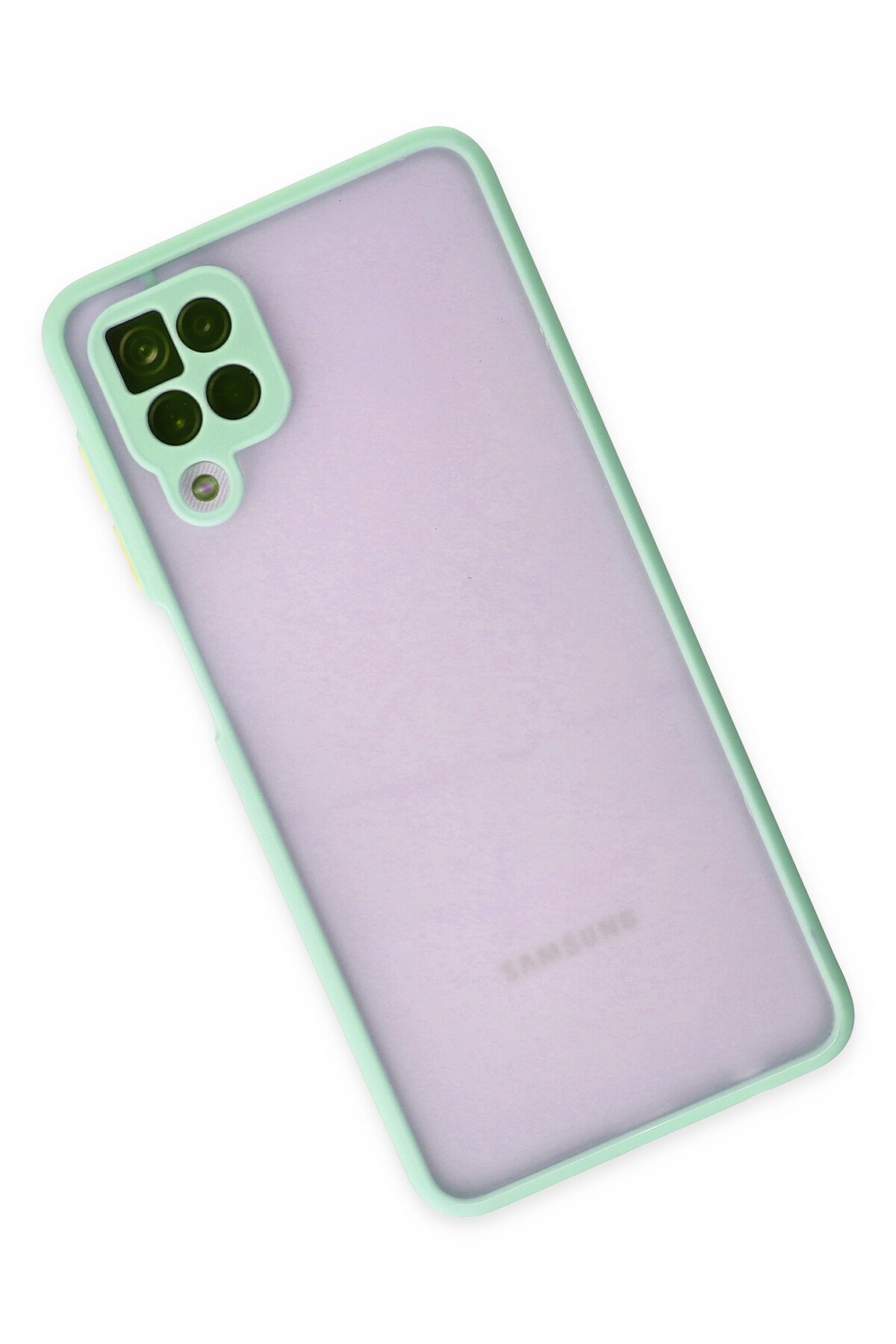 Newface Samsung Galaxy A12 Kılıf Montreal Yüzüklü Silikon Kapak - Sarı