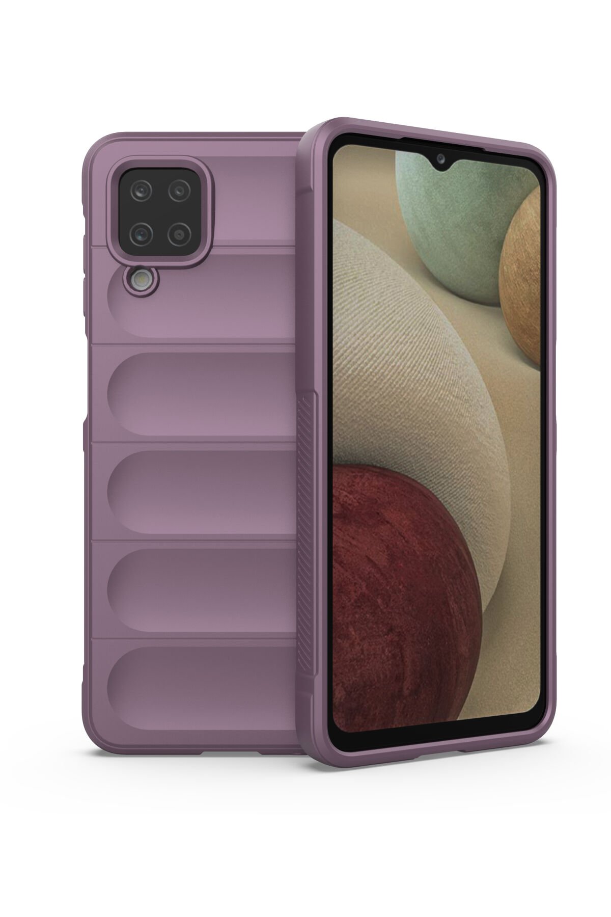 Newface Samsung Galaxy A12 Kılıf Sofya Yüzüklü Silikon Kapak - Gold