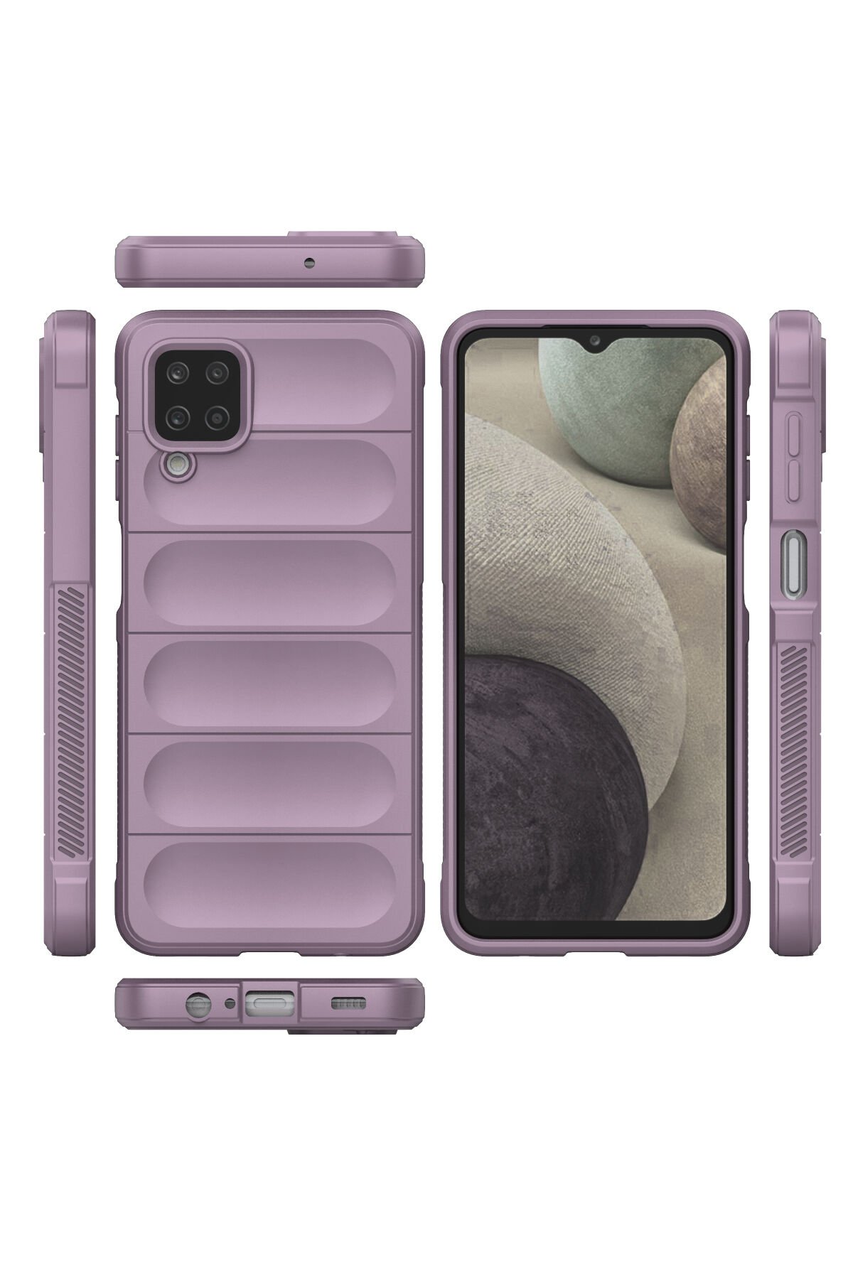 Newface Samsung Galaxy A12 Kılıf Sofya Yüzüklü Silikon Kapak - Gold