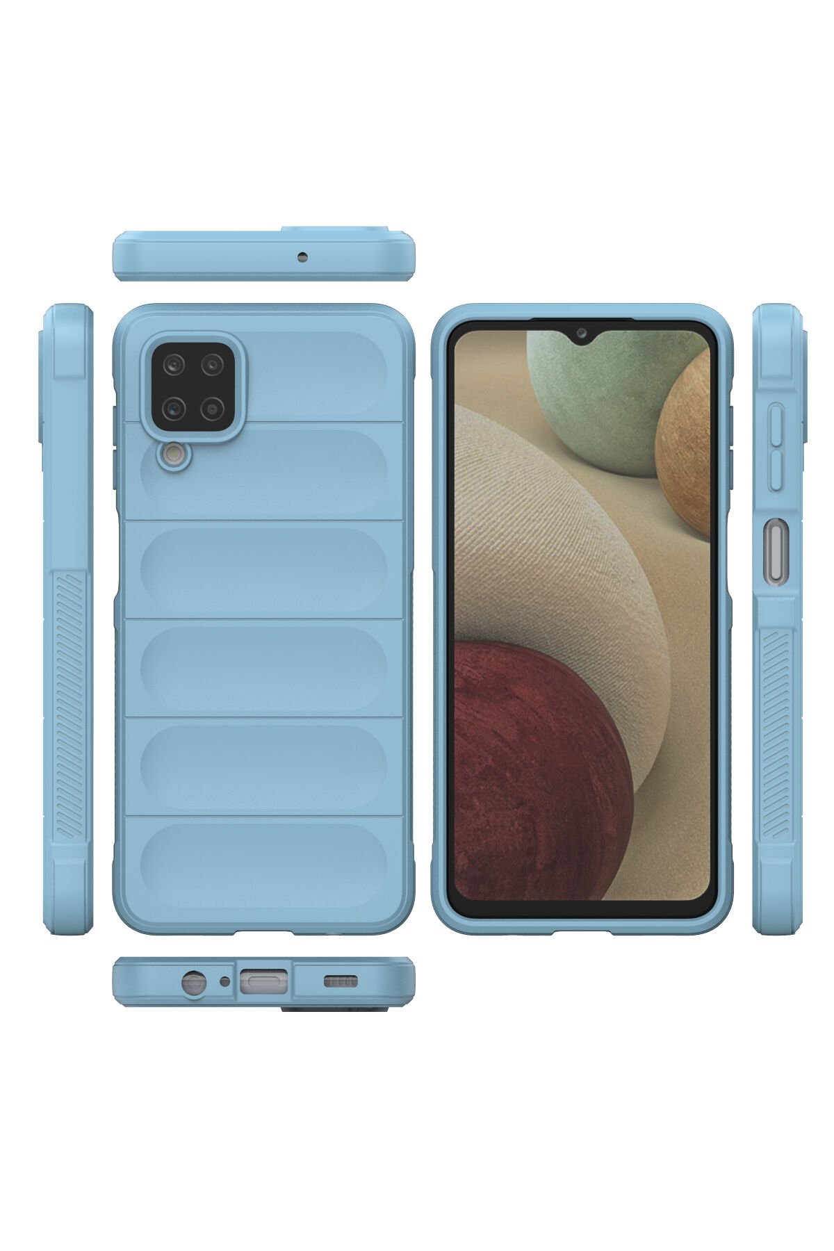 Newface Samsung Galaxy A12 Kılıf Range Yüzüklü Silikon - Kırmızı