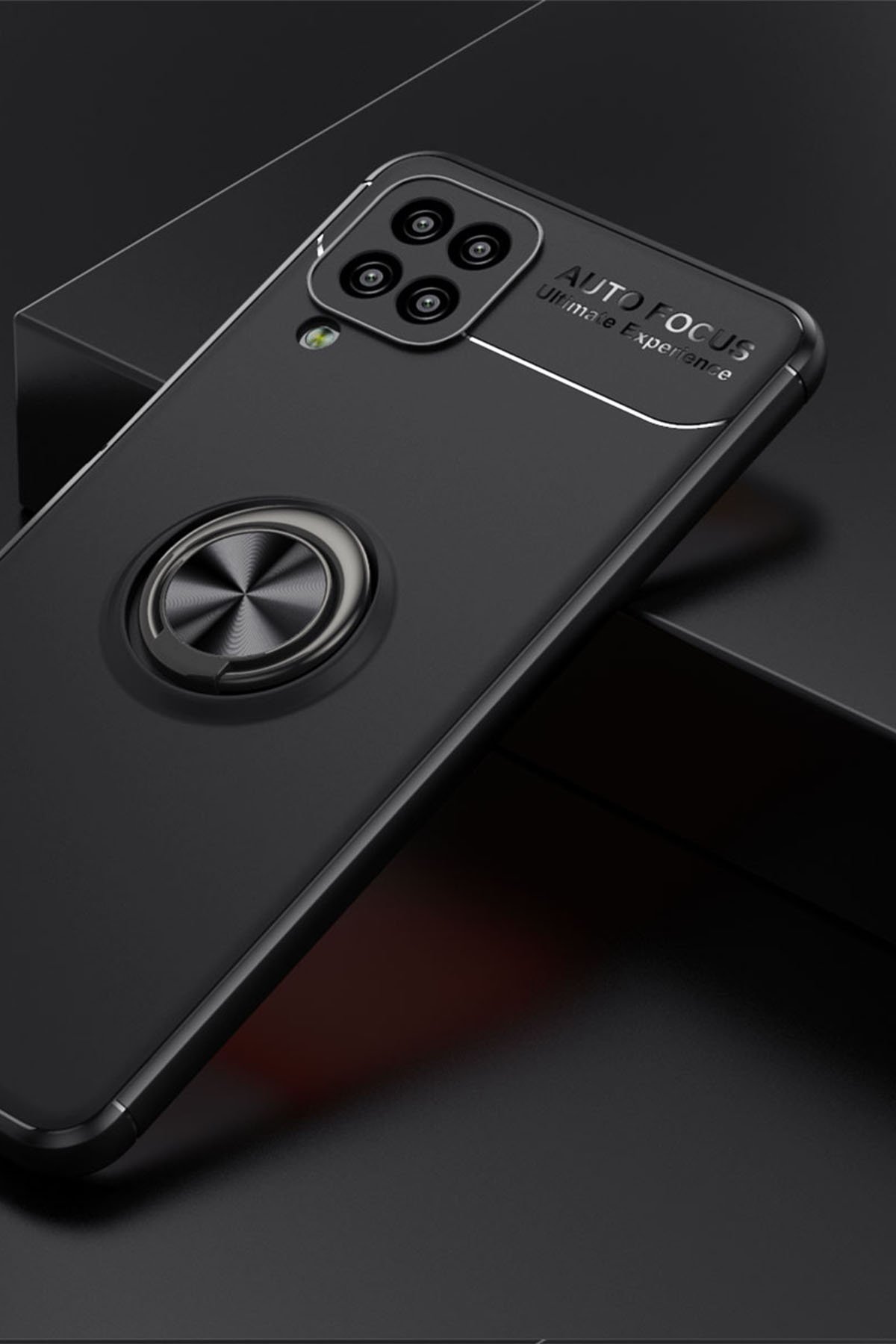 Newface Samsung Galaxy M12 Kılıf Pars Lens Yüzüklü Silikon - Kırmızı