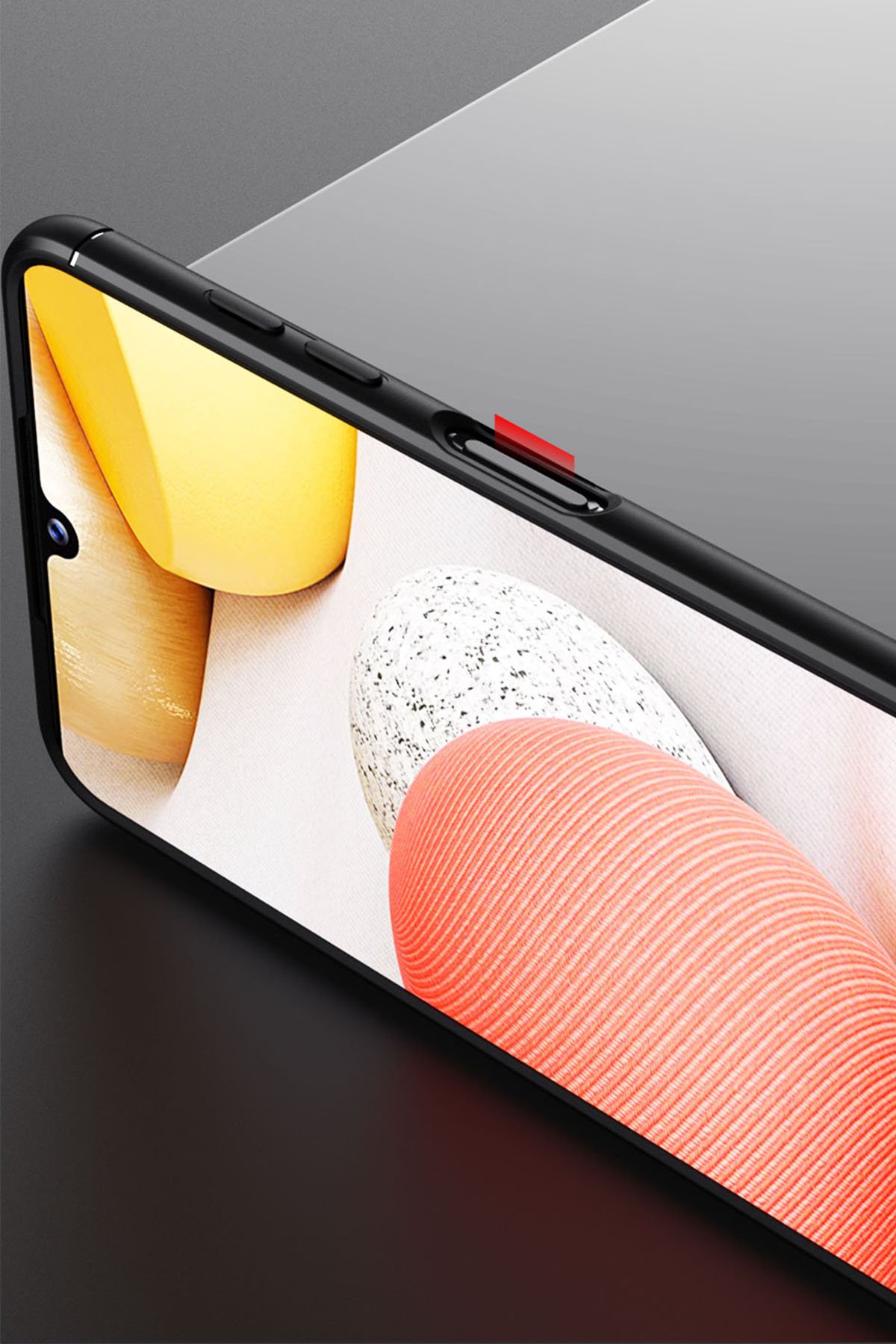 Newface Samsung Galaxy M12 Kılıf Pars Lens Yüzüklü Silikon - Kırmızı