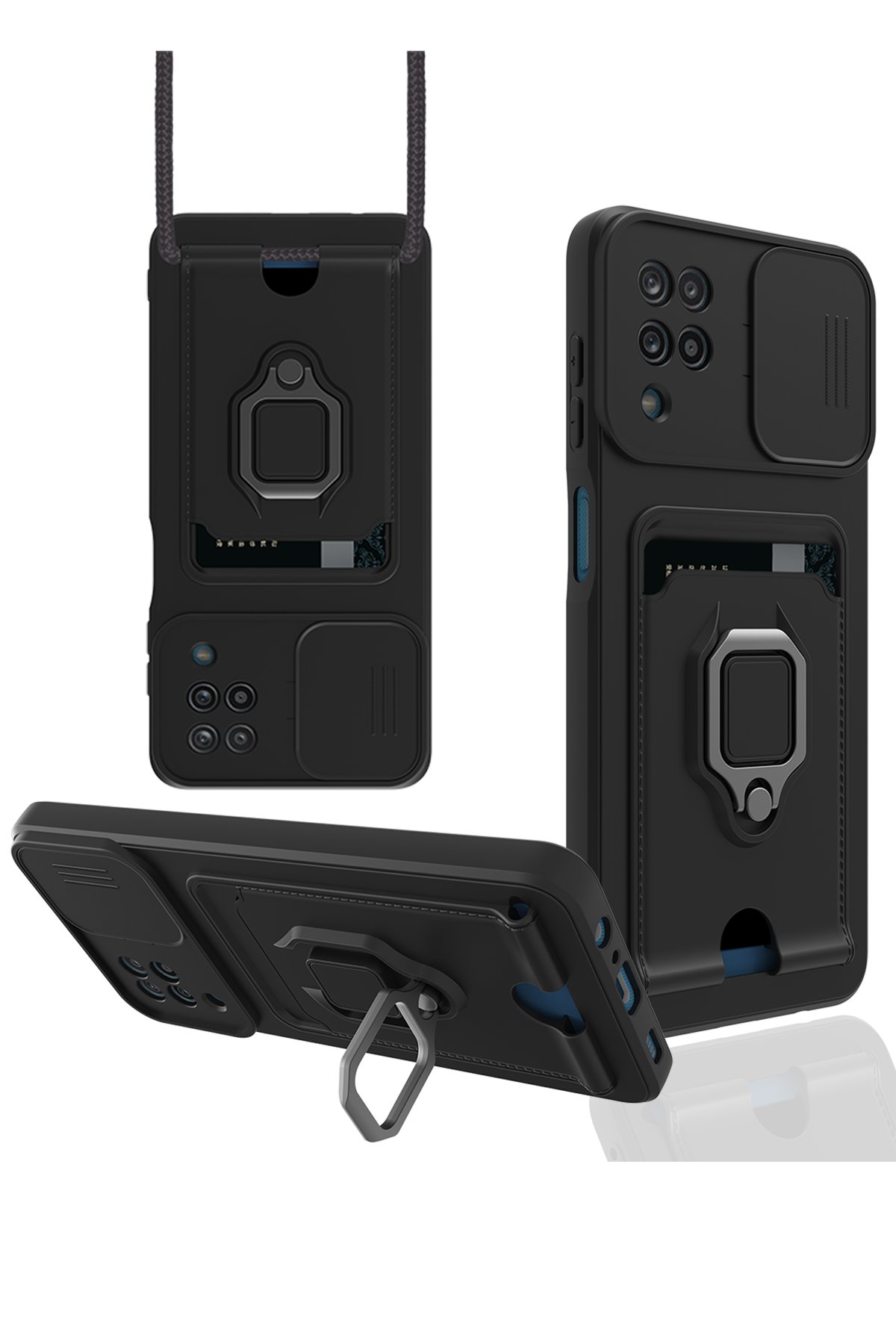 Newface Samsung Galaxy A12 Kılıf Palm Buzlu Kamera Sürgülü Silikon - Sarı