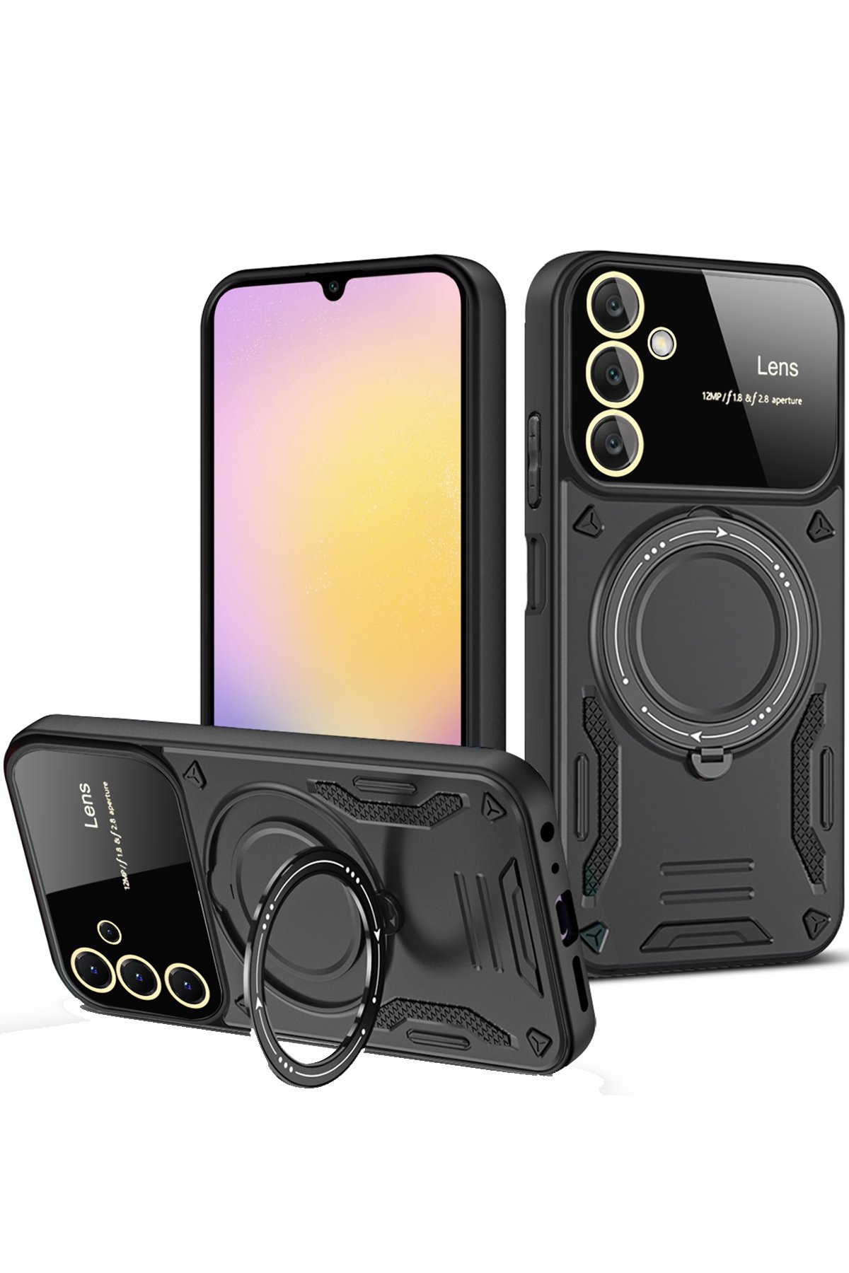 Newface Samsung Galaxy A14 4G Kılıf Joy Lens Standlı Kapak - Mor