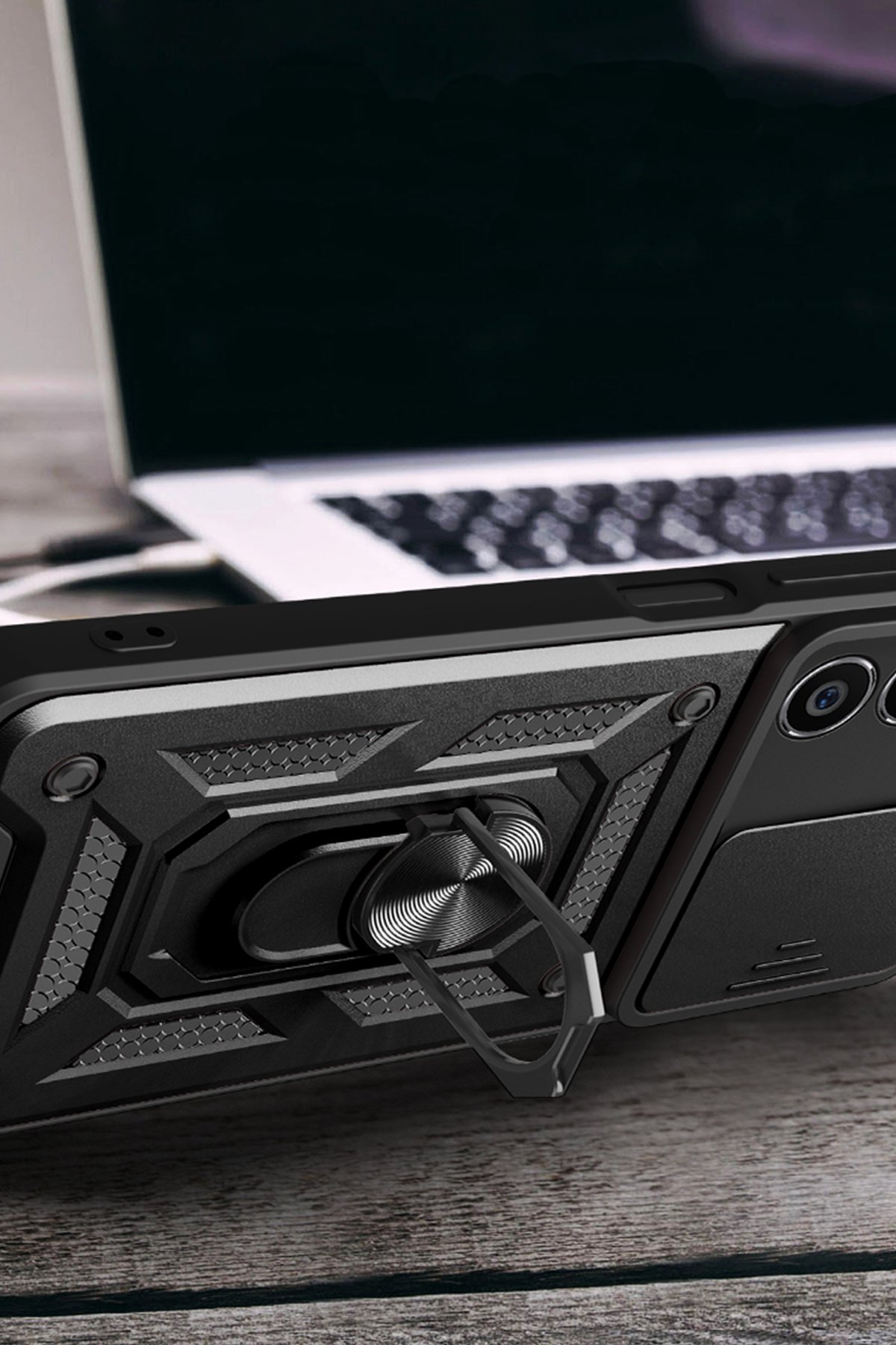 Newface Samsung Galaxy A15 4G Kılıf Pars Lens Yüzüklü Silikon - Gümüş