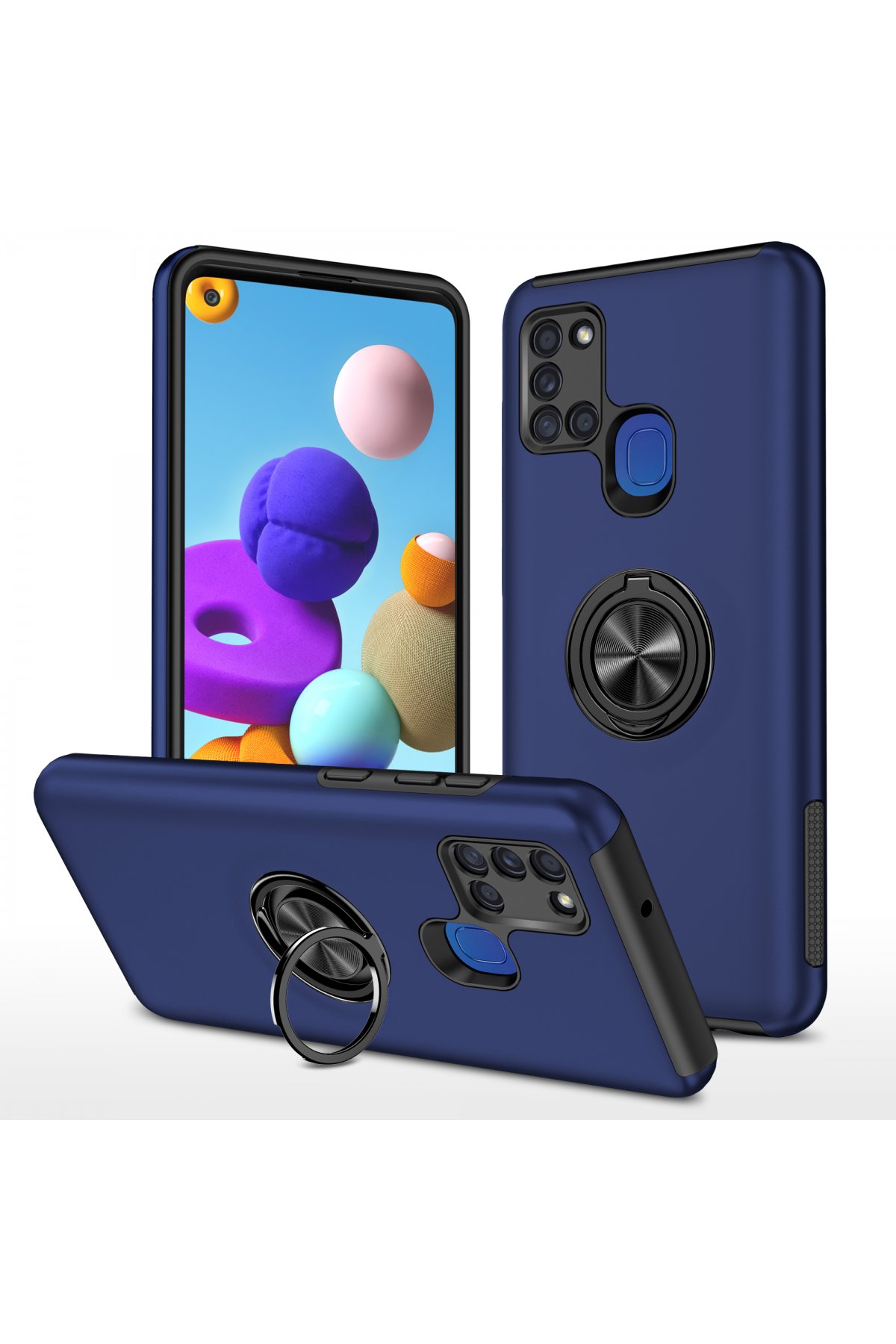 Newface Samsung Galaxy A21S Kılıf Platin Simli Silikon - Mavi