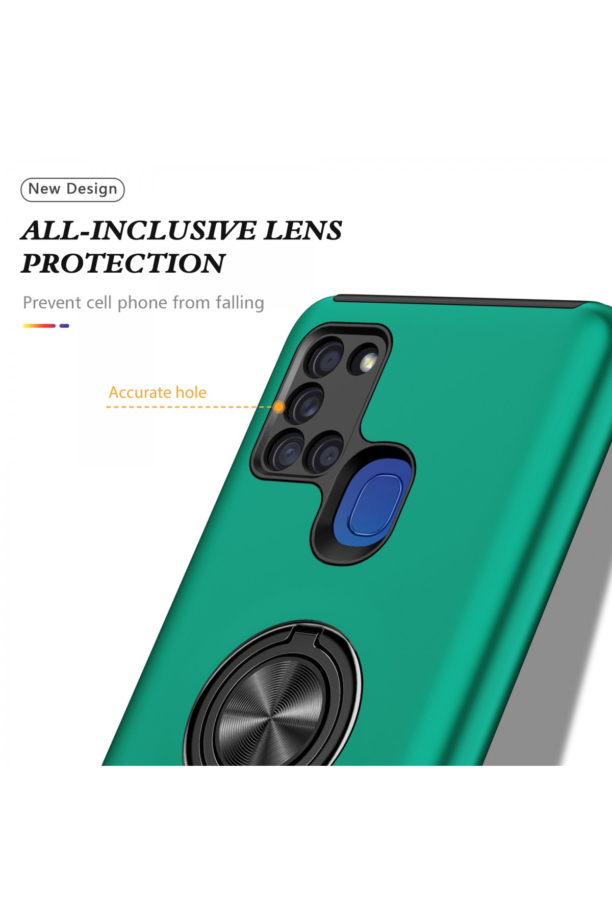 Newface Samsung Galaxy A21S Kılıf Range Yüzüklü Silikon - Kırmızı