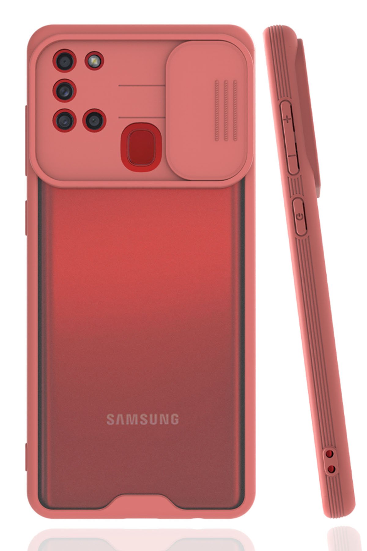 Newface Samsung Galaxy A21S Kılıf Nano içi Kadife  Silikon - Kırmızı