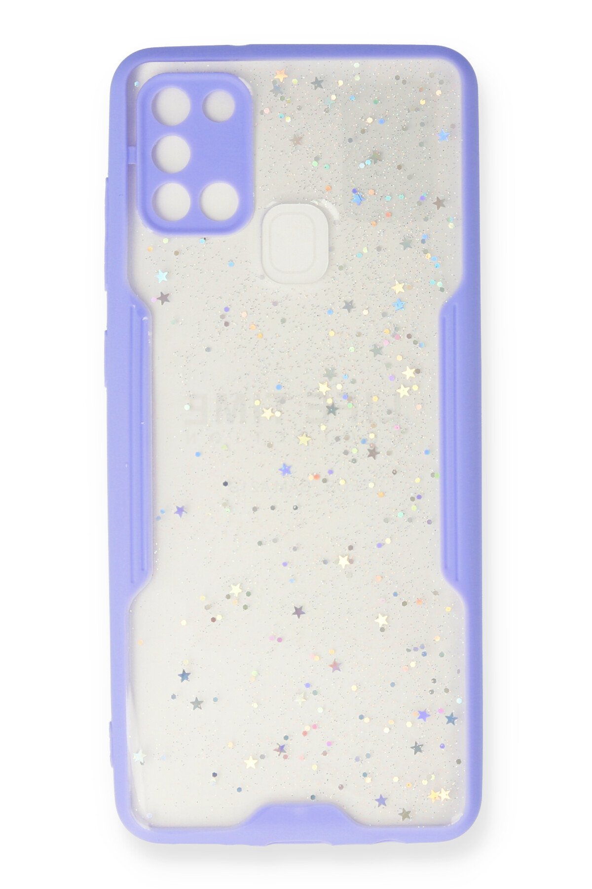 Newface Samsung Galaxy A21S Kılıf Platin Simli Silikon - Mavi