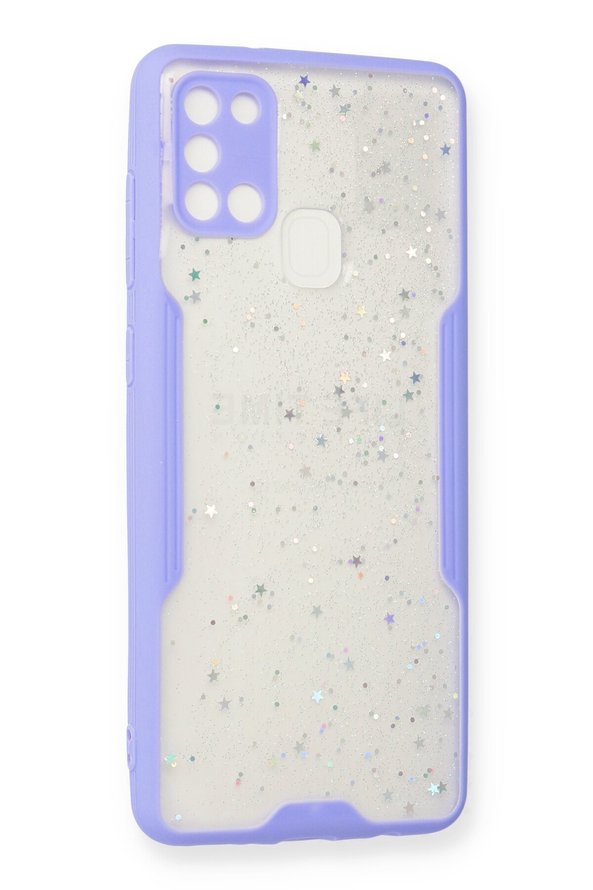 Newface Samsung Galaxy A21S Kılıf Platin Simli Silikon - Mavi