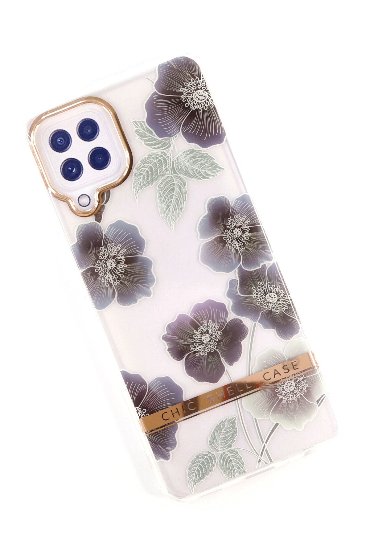 Newface Samsung Galaxy A22 Kılıf Çiçekli Silikon - Mor