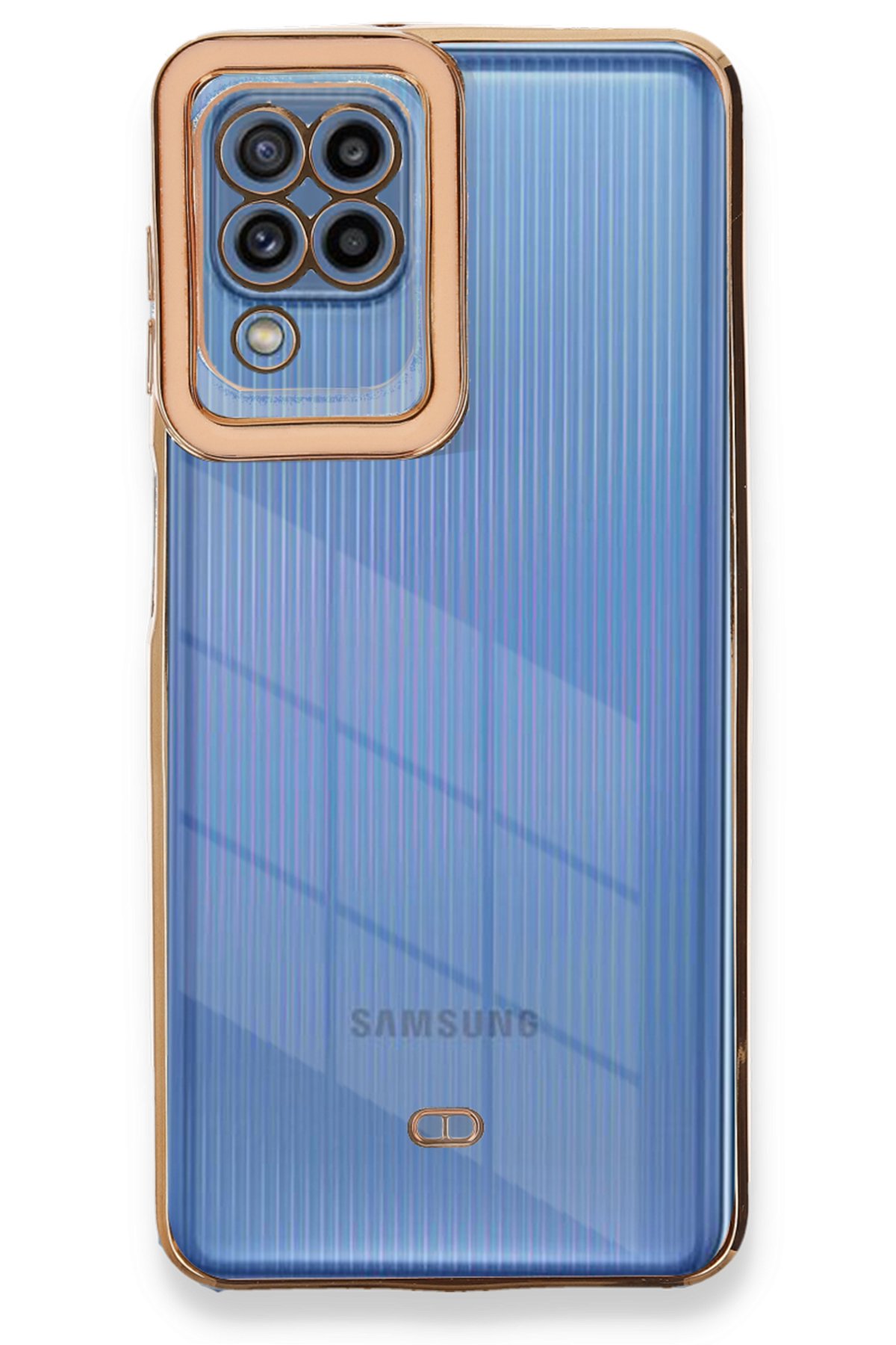 Newface Samsung Galaxy A22 Kılıf Montreal Yüzüklü Silikon Kapak - Buz Mavi